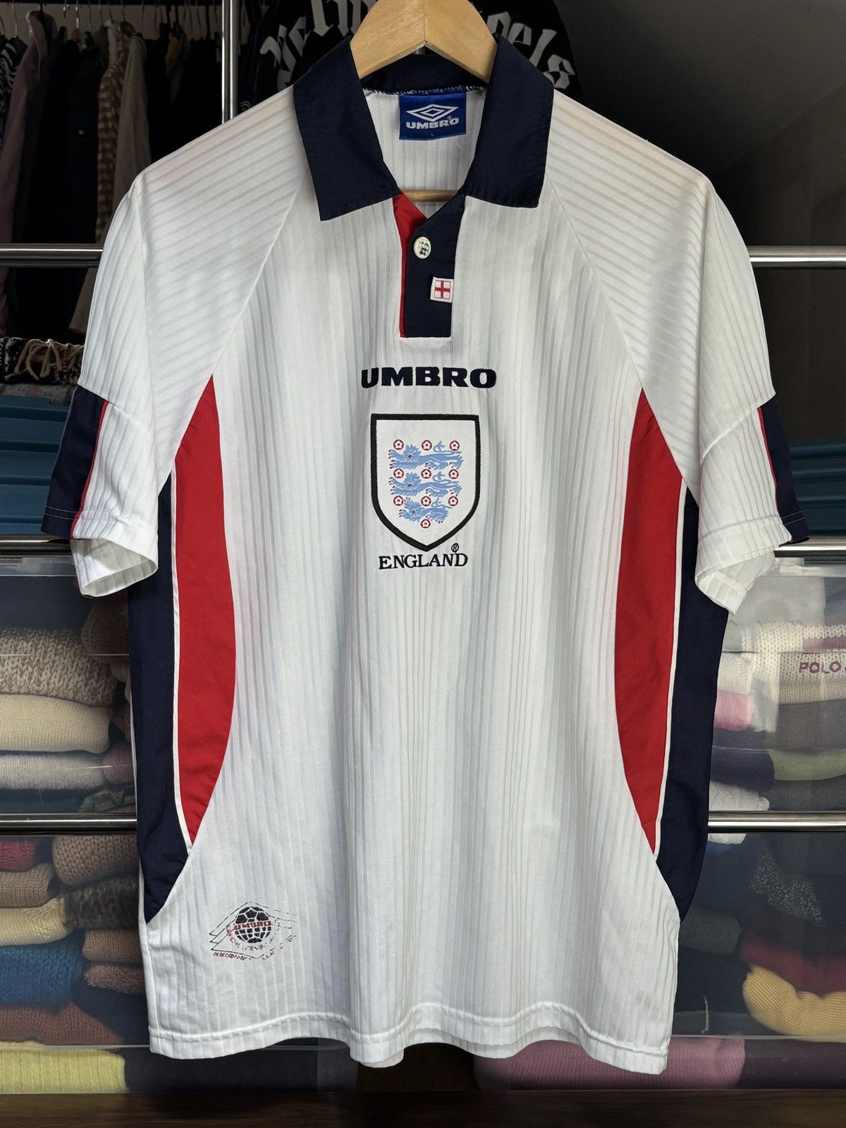 Umbro Vintage Umbro England 1998 World Cup Soccer Football Jersey Size US L / EU 52-54 / 3 - 1 Thumbnail
