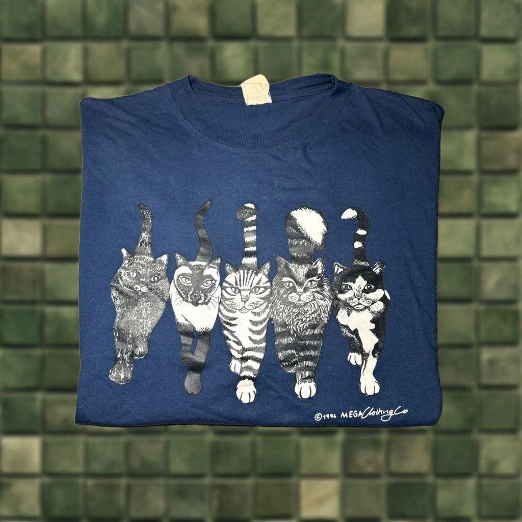 Doublet VINTAGE 90s Cats Tee Shirt Funny Butts Graphic Double Sided 2XL Blue Mens T-Shirt Cat Shirt Size US XXL / EU 58 / 5 - 1 Thumbnail