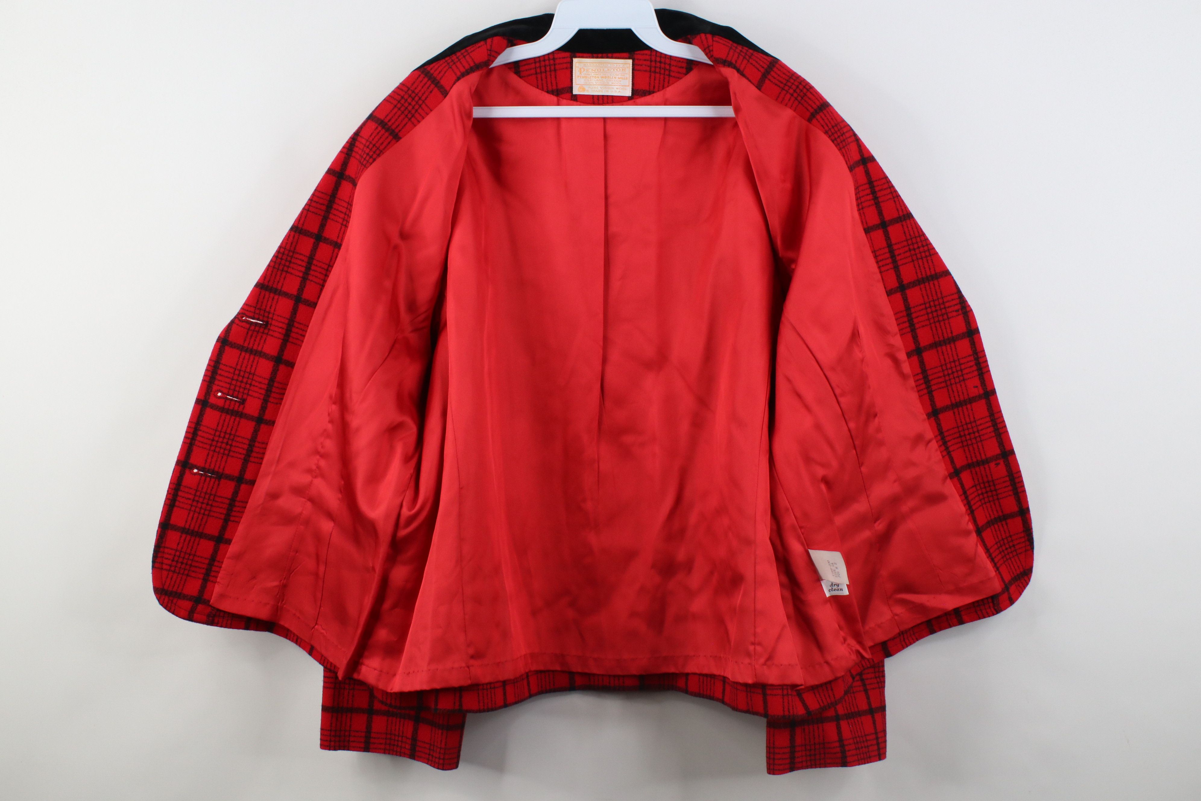 Pendleton Vintage 90s Pendleton Wool Suit Blazer Jacket Red Plaid USA Size XXL / US 16-18 / IT 52-54 - 10 Thumbnail