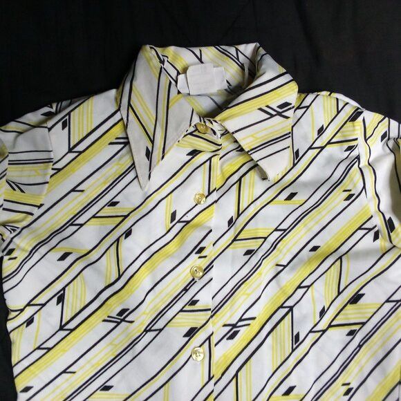 Jantzen Vintage Jantzen MCM Geometric Op Art Polyester Disco Shirt Size L / US 10 / IT 46 - 1 Thumbnail