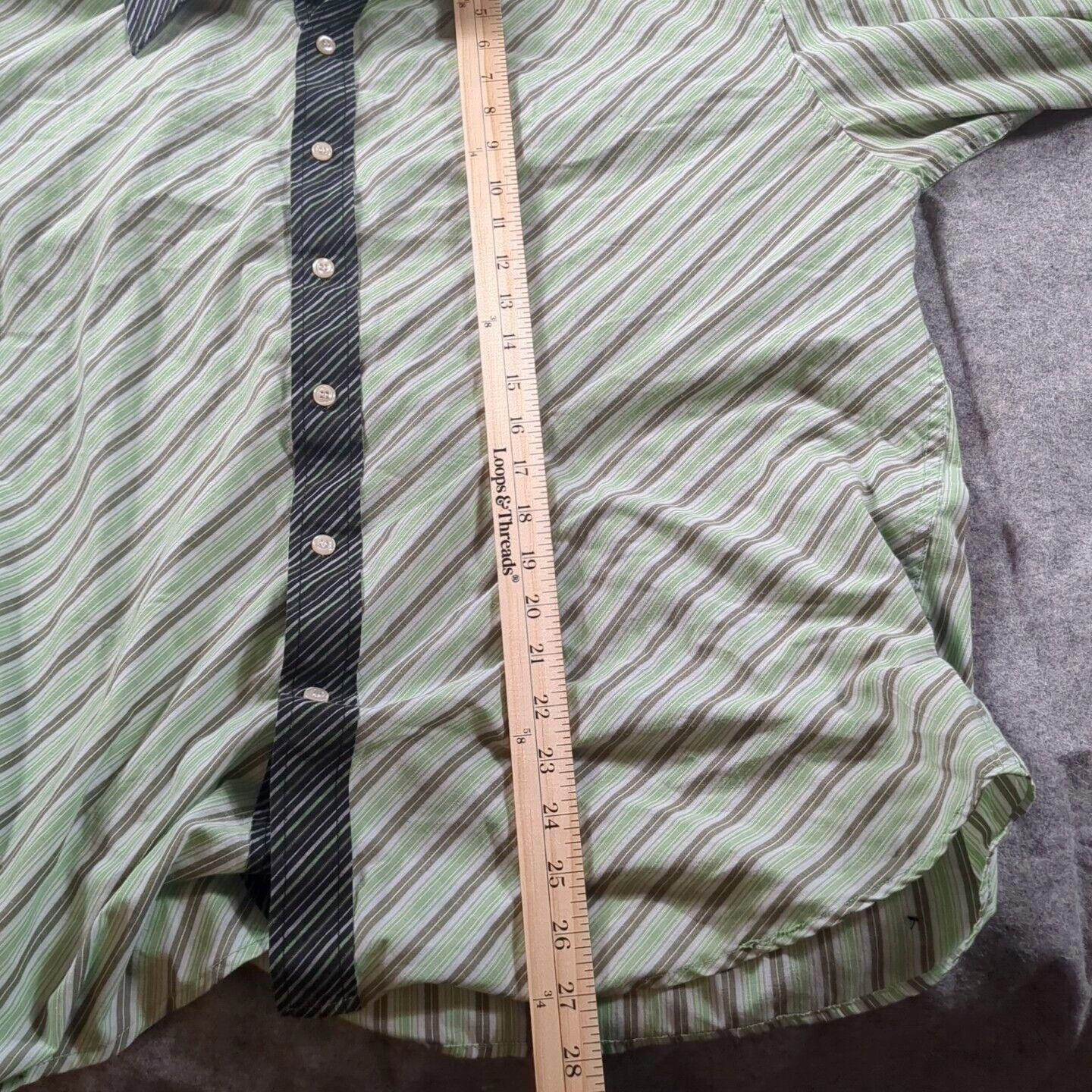 Designer Gazoz Shirt Men XXL Green Stripe Contrast Collar French Cuff Size US XXL / EU 58 / 5 - 9 Thumbnail
