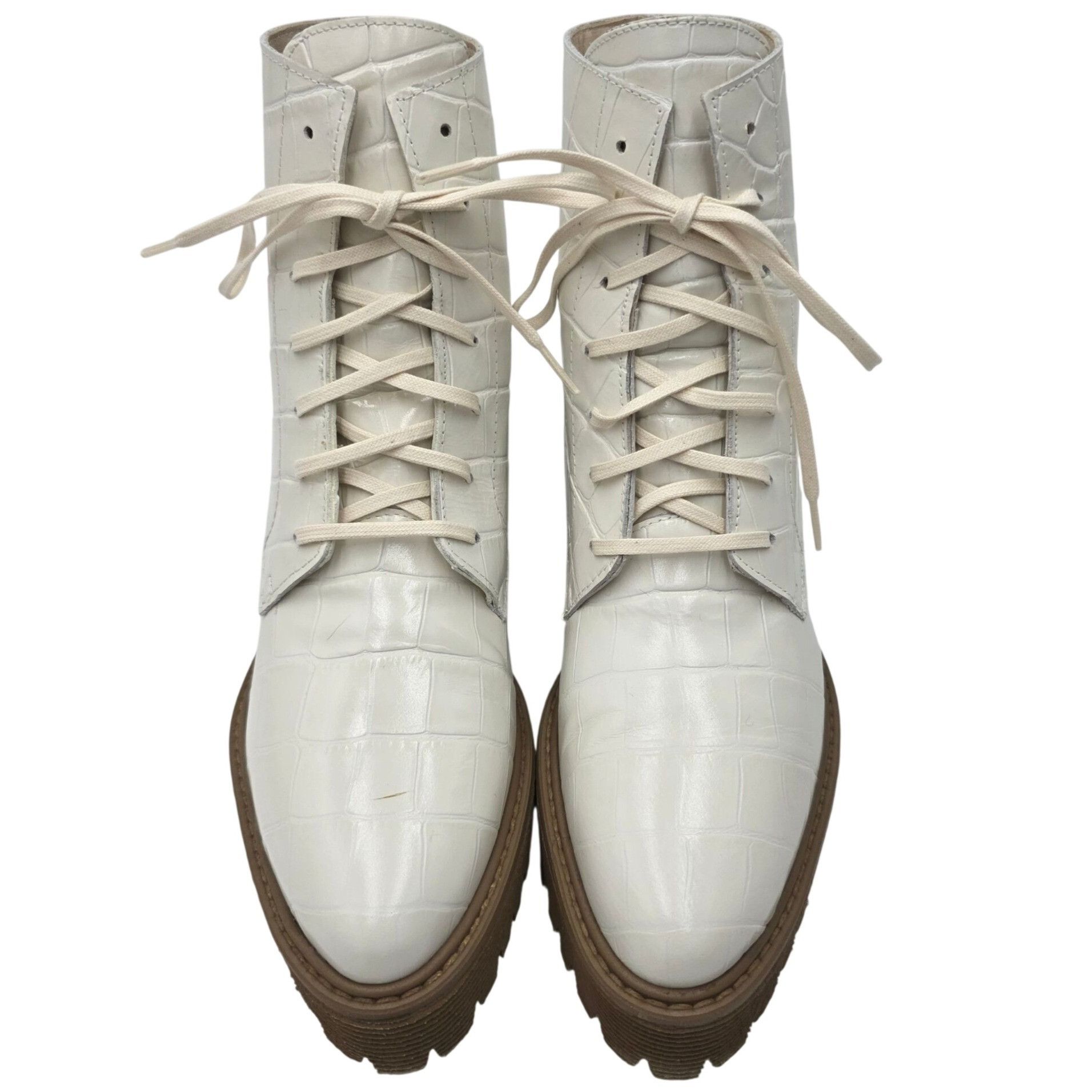 FREDA SALVADOR NEW Freda Salvador Emi Combat Boots Womens 5M Creme Leather Size US 5 / IT 35 - 2 Thumbnail