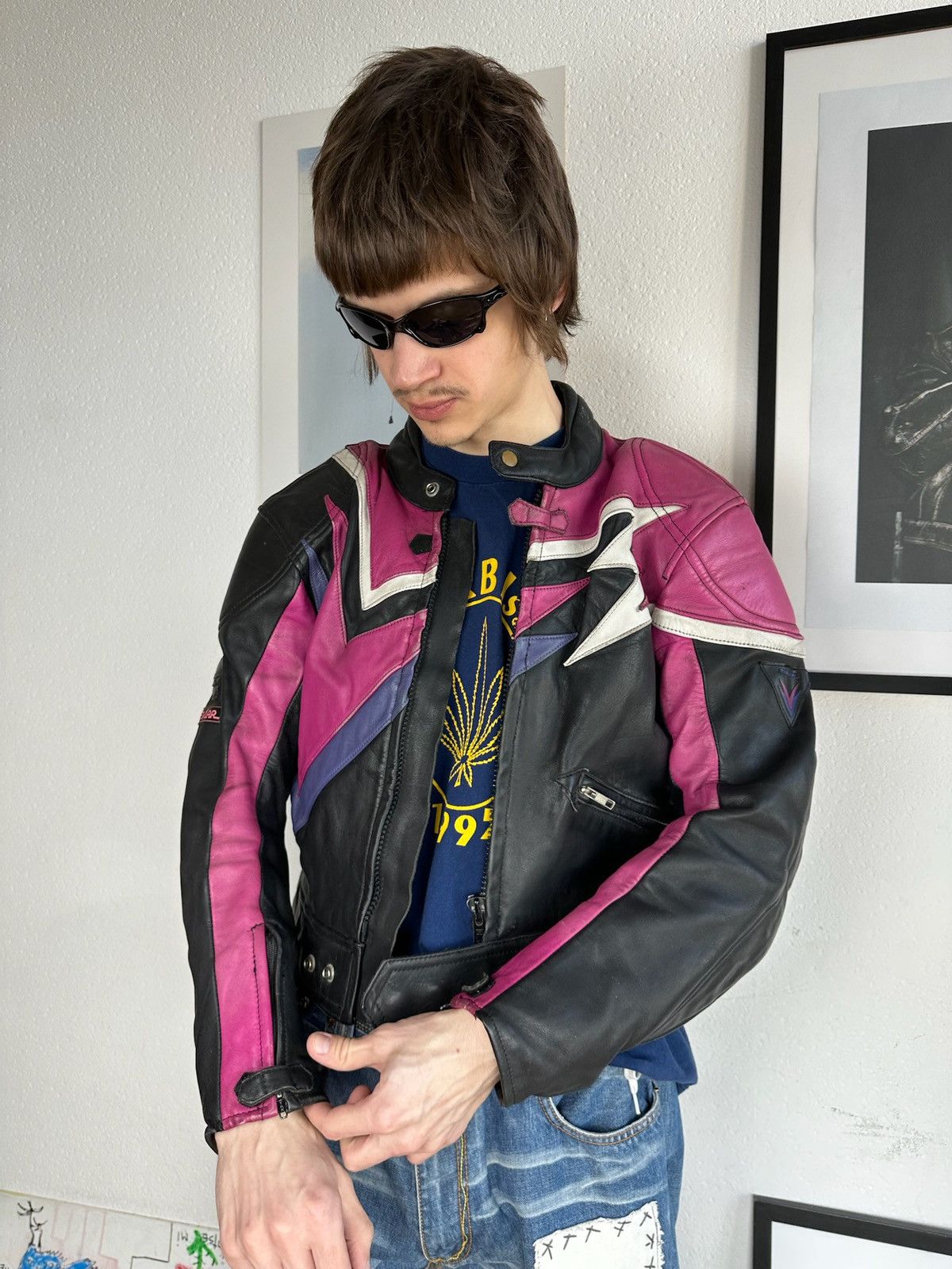 Dainese VINTAGE LEATHER JACKET MOTO RACING NASCAR DAINESE STYLE Size US M / EU 48-50 / 2 - 8 Thumbnail