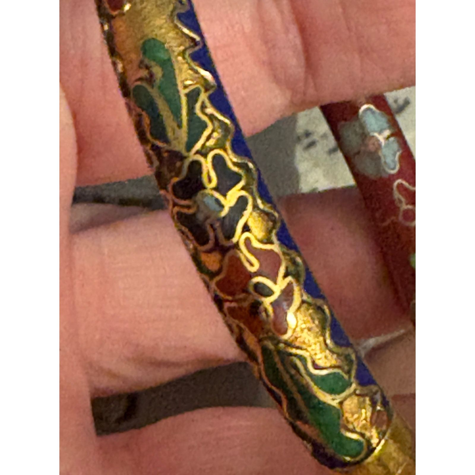 Other Vintage Cloisonné Hinged Bangle Bracelet Size ONE SIZE - 6 Thumbnail