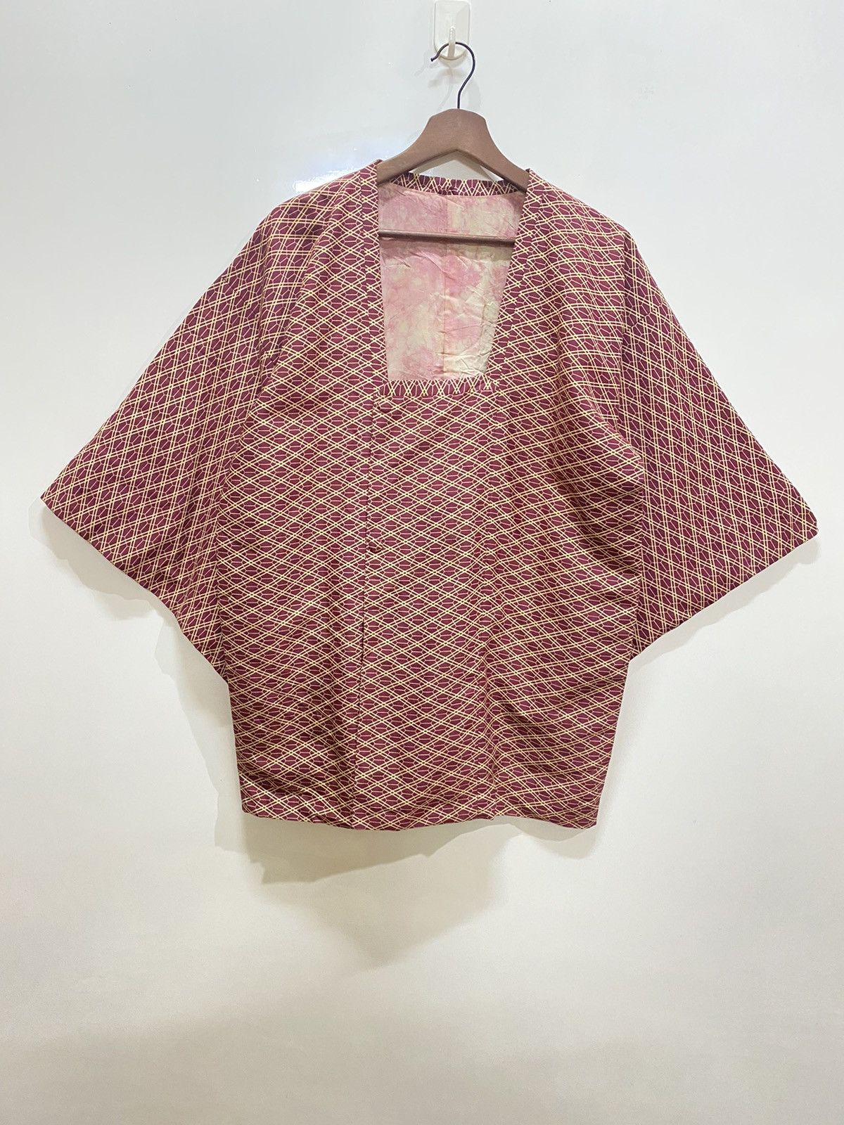 Vintage 90s tartan silk japanese kimono robe ku2