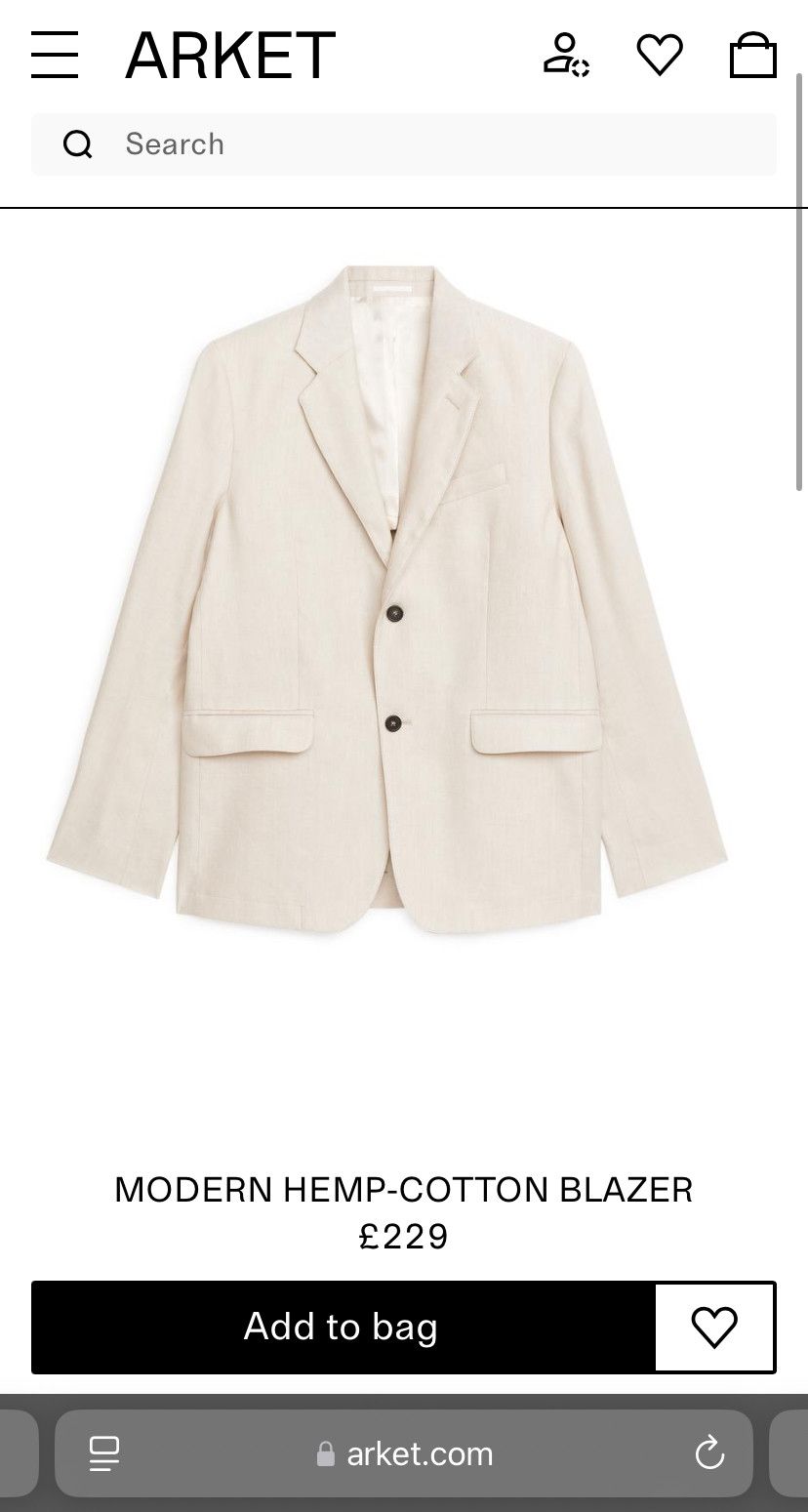 Arket ARKET Modern Cotton / True Hemp Navy Blazer Size 50R - 2 Thumbnail