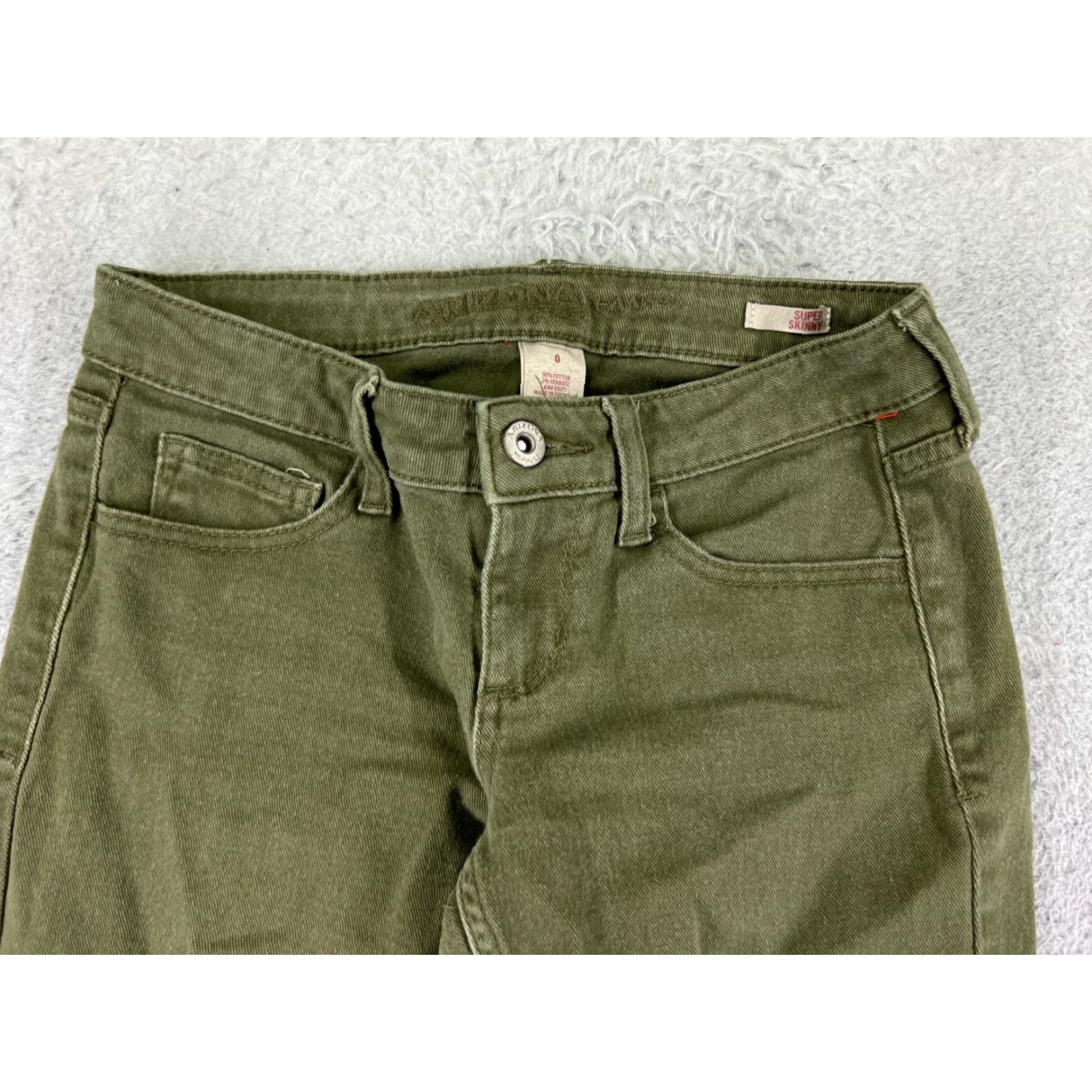 Vintage Arizona Jeans Women Green Skinny 0 Ultra Low Rise Cotton Blend 23x29 Denim 5-Pocket Design Regular Inseam 29 in Size 25" / US 0 / IT 36 - 4 Thumbnail