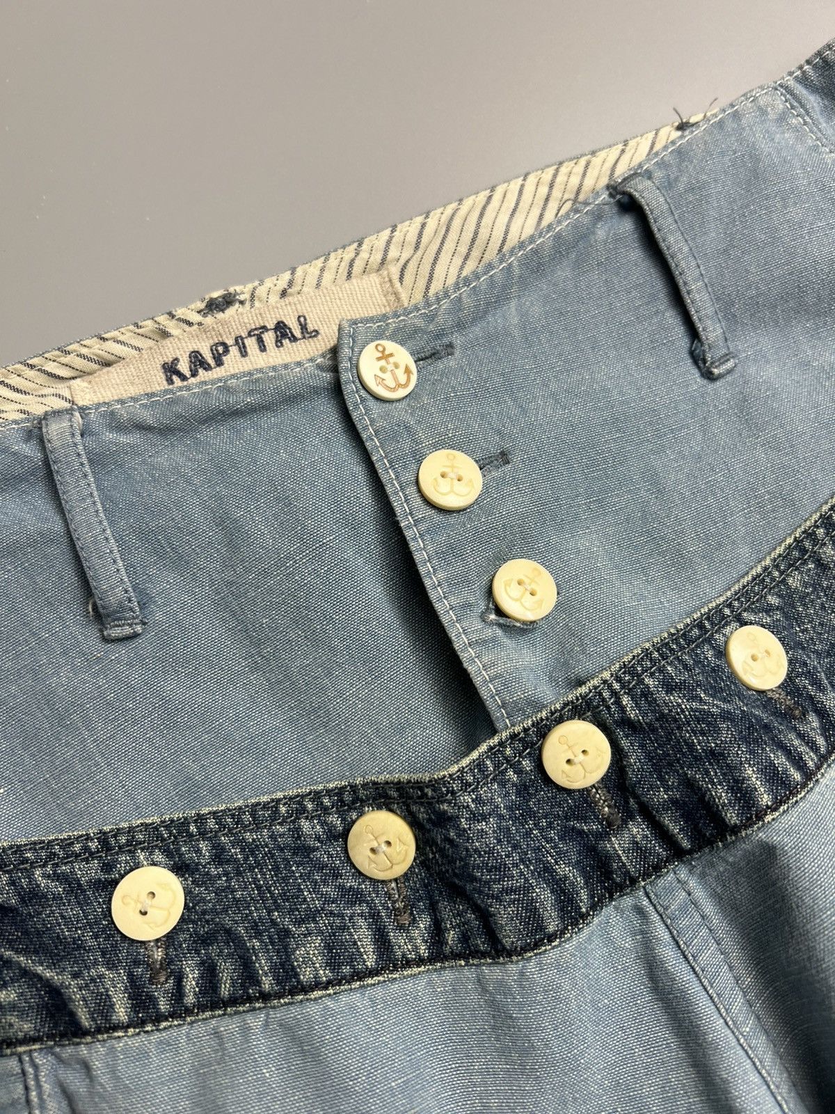 Kapital × Kapital Kountry Vintage 2000s Kapital USN Sailor Button Shorts Size US 31 - 3 Thumbnail
