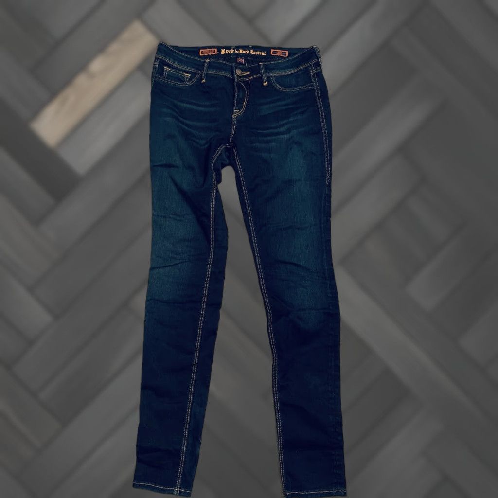 Vintage Rock Revival Rock Carla Dark Wash Legging Size 28 Inseam 29 Jeans Women Regular Cotton Elastin Denim Pockets Rock Theme 90s? Size 28" / US 6 / IT 42 - 1 Thumbnail