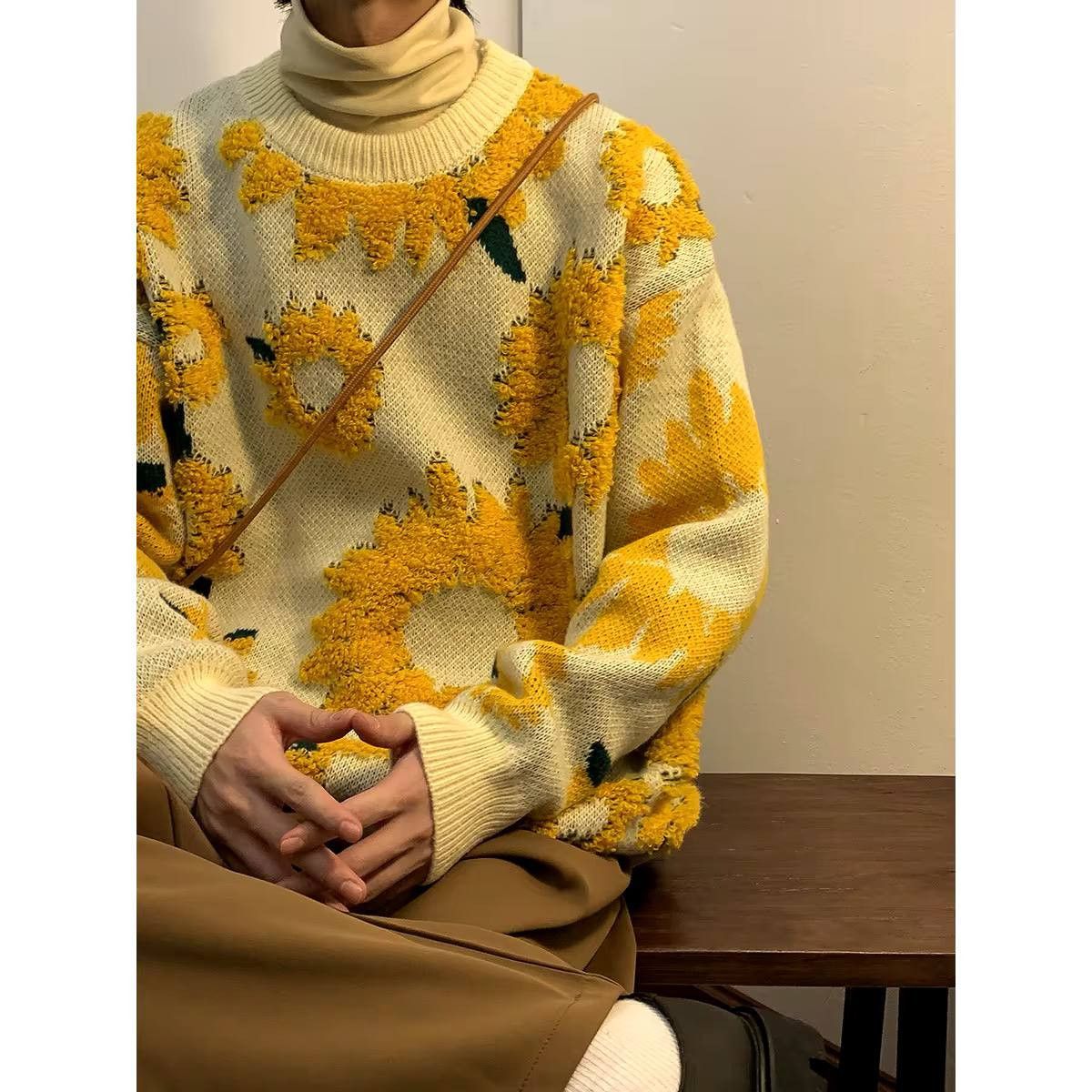 Japanese Brand × Vintage knit fall sweater with a round neckline Size US L / EU 52-54 / 3 - 4 Thumbnail