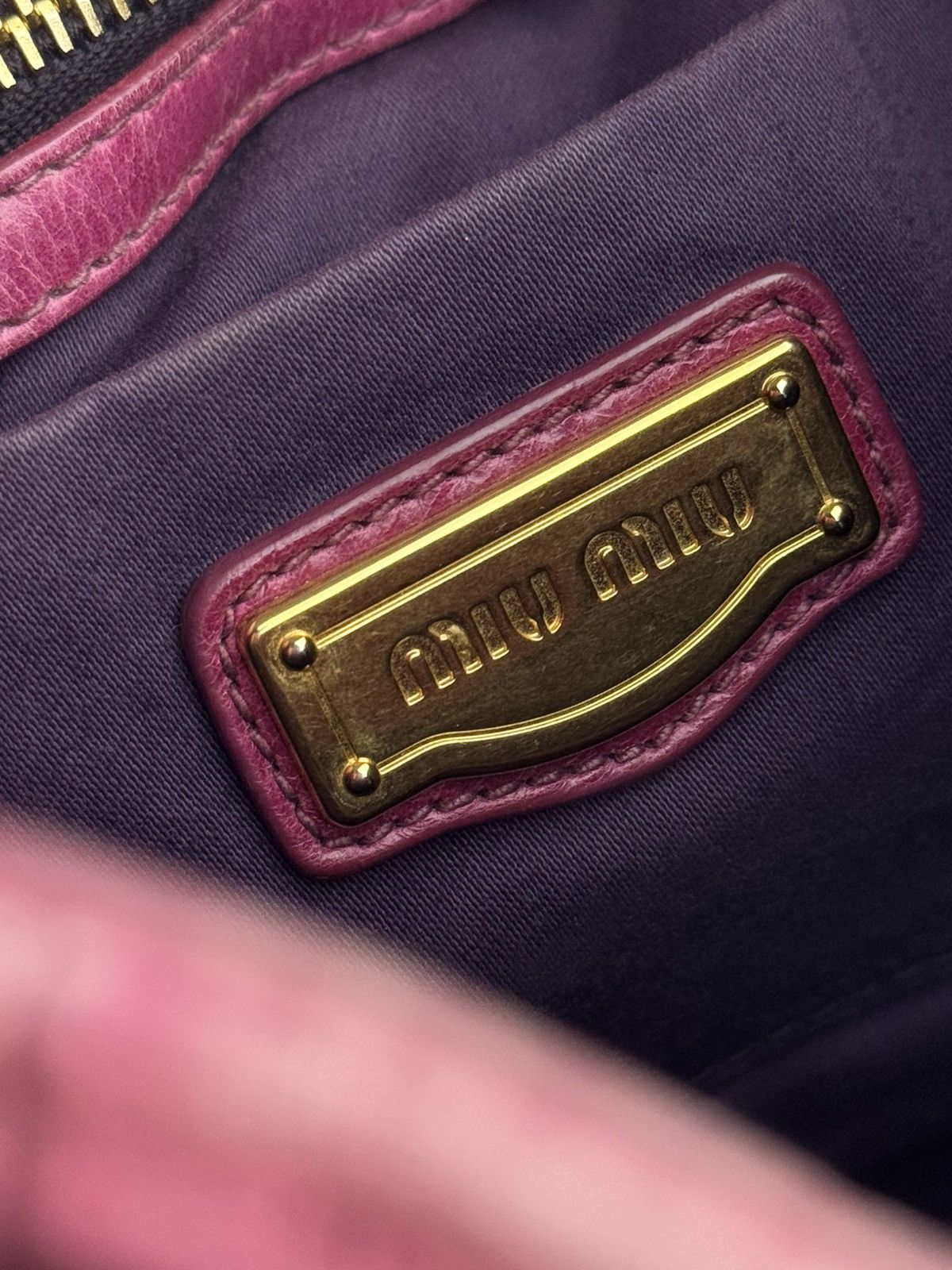Miu Miu Miu Miu Vitello Lux Bow Bag Pink Leather Top Handle Handbag Size ONE SIZE - 10 Thumbnail