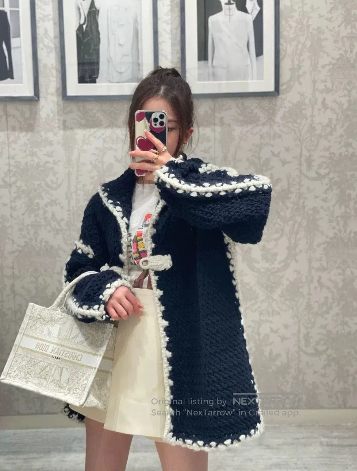 Dior Dior Navy White Knit Cardigan XS. Size XS / US 0-2 / IT 36-38 - 9 Thumbnail