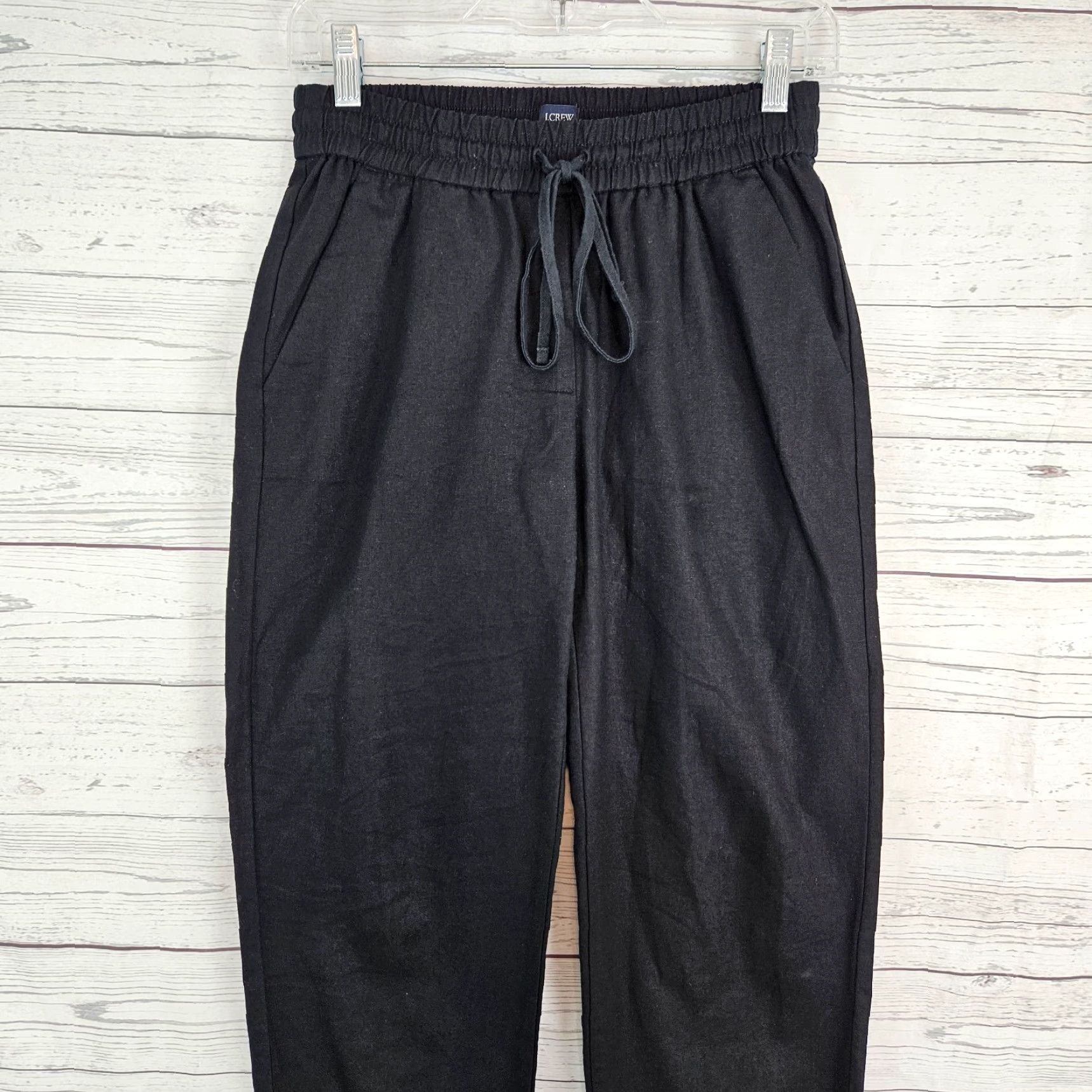 J.Crew J.CREW Womens Cropped Pants Sz 0 Black Mid Rise Linen Blend Cuffed Shirt? Size 25" / US 0 / IT 36 - 2 Thumbnail