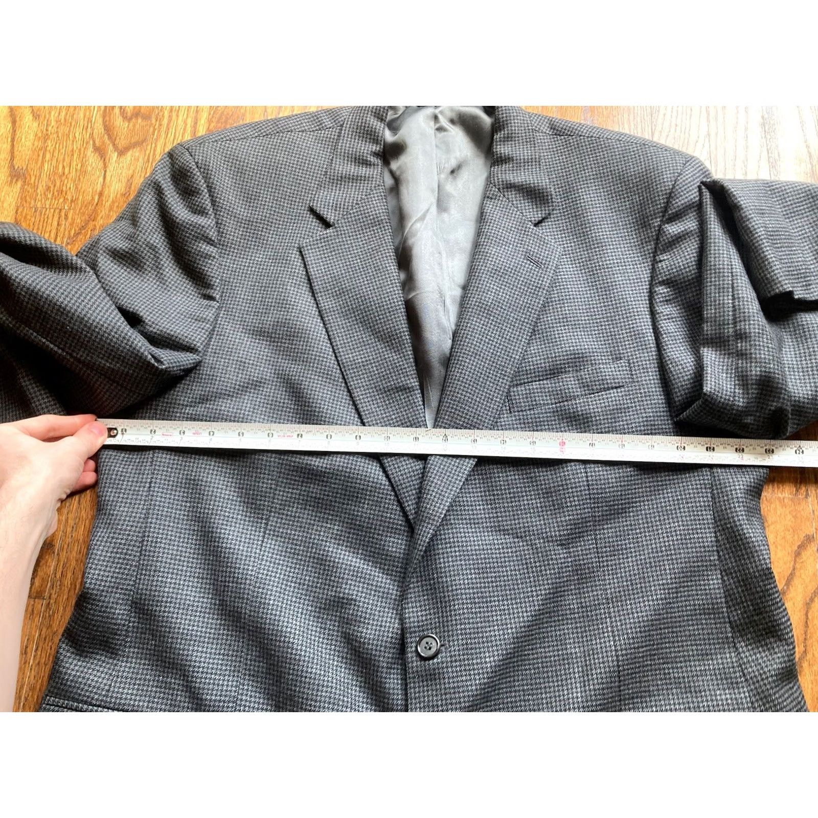 Brooks Brothers Brooks Brothers Blazer Men 46L Long Houndstooth Gray Wool Coat Jacket Size 46R - 7 Thumbnail