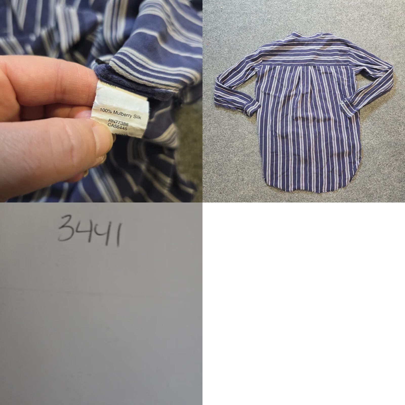 Madewell Madewell Top Womens Size S Blue White Stripe Silk Tunic Blouse V-Neck Pullover Long Sleeve Size S / US 4 / IT 40 - 8 Thumbnail