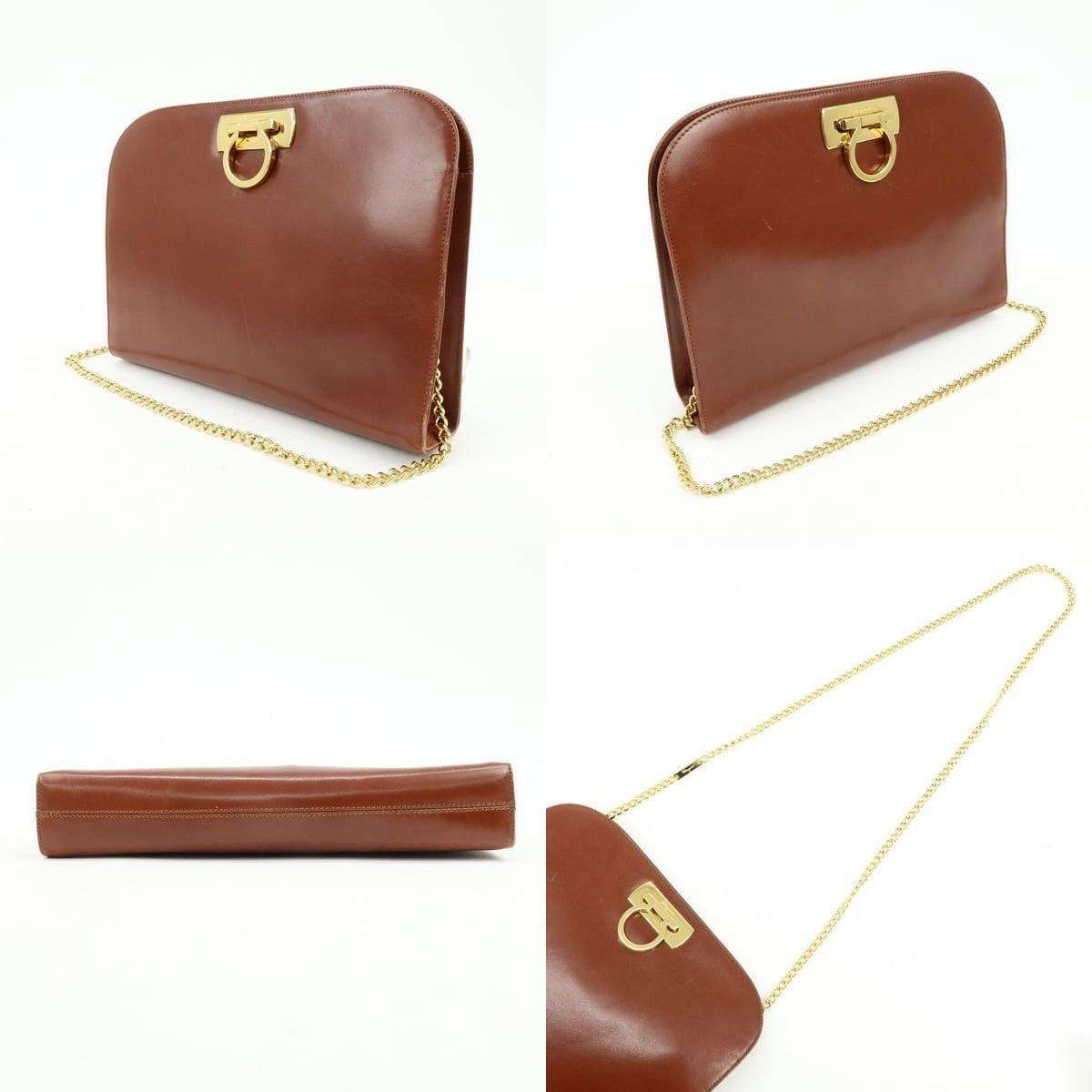 Salvatore Ferragamo Ferragamo Gancini Calfskin Leather Shoulder Bag Brown Size ONE SIZE - 3 Thumbnail