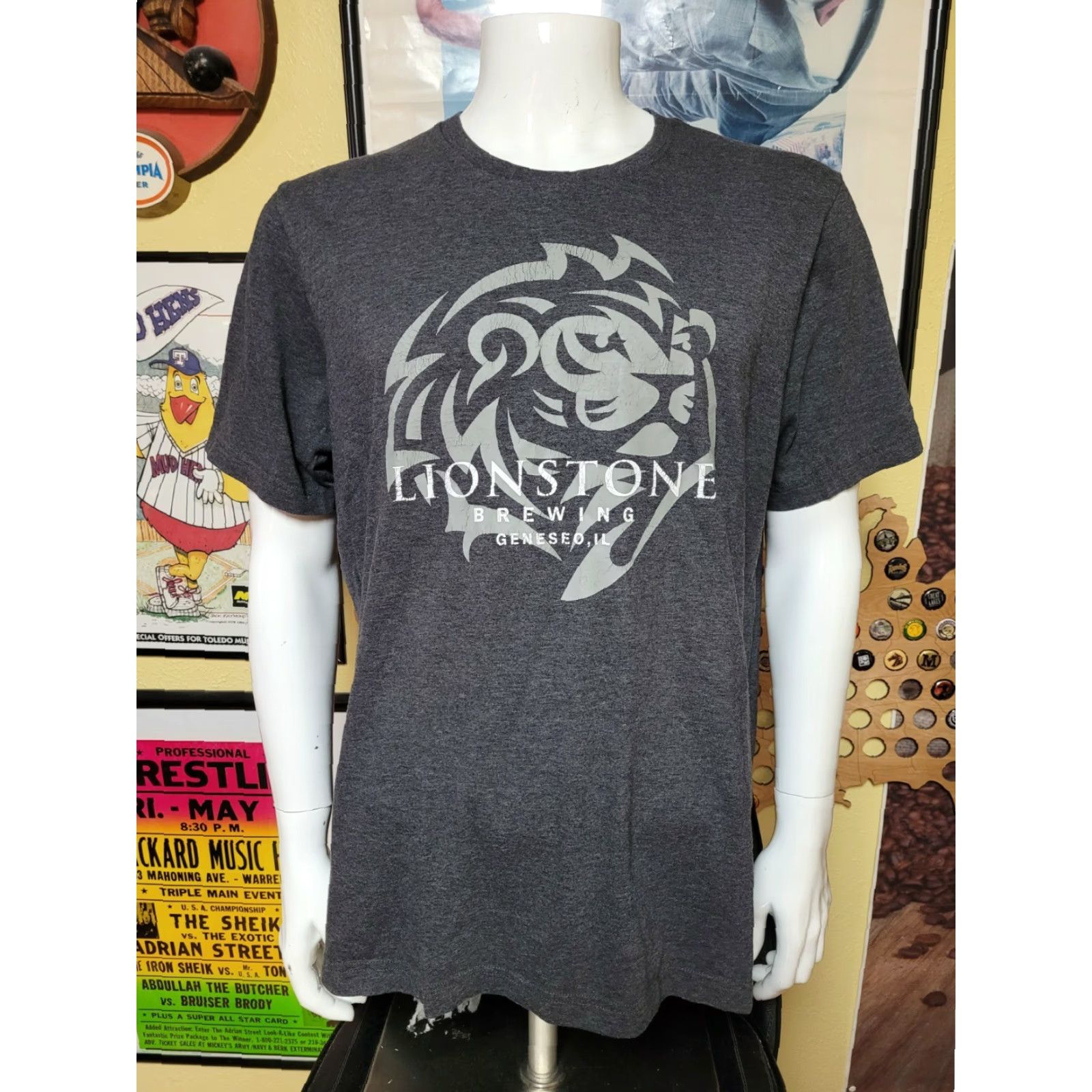 CO Canvas T-Shirt Gray Short Sleeve Lionstone Brewing Co Geneseo IL Craft Beer Brewery Men XL Large Graphic Tee Vintage Defunct Lion Stone? Size US L / EU 52-54 / 3 - 2 Thumbnail