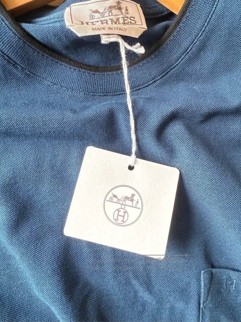 Hermes Hermes T-shirt with a small H pocket on the chest, blue Size US L / EU 52-54 / 3 - 4 Thumbnail