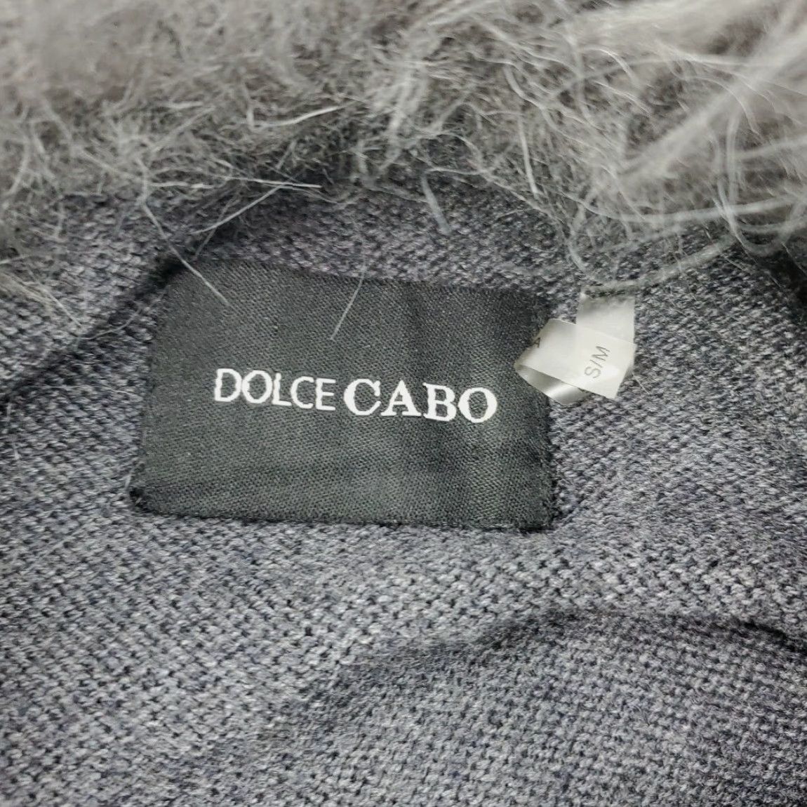 Vintage Dolce Cabo Poncho Sweater Faux Fur Trim Womens Size S Pull Over Knit Open Bohemian Fall Winter Size S / US 4 / IT 40 - 5 Thumbnail