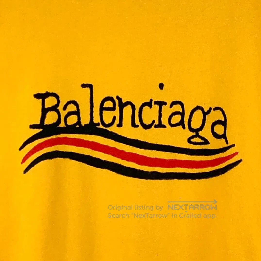 Balenciaga Balenciaga Yellow logo lettered print cotton crew neck sho Size US M / EU 48-50 / 2 - 4 Thumbnail
