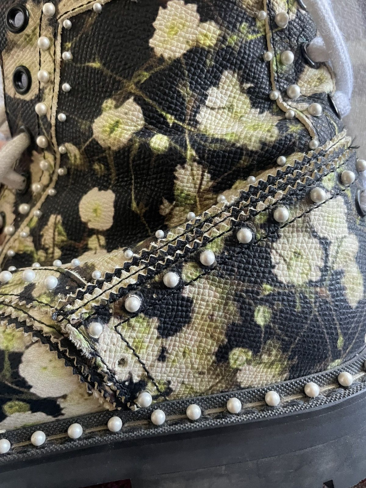Givenchy × Riccardo Tisci SS15 Floral Studded Pearl Commando Leather Combat Boots Size US 11 / EU 44 - 12 Thumbnail