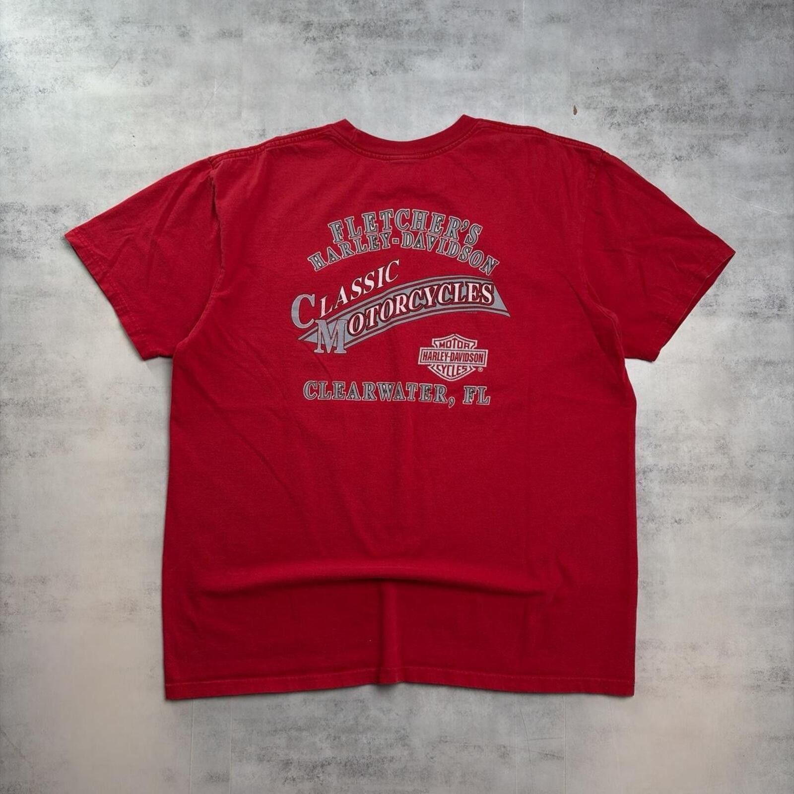 Harley Davidson Y2K Red Harley Davidson Grunge Biker Graphic Pocket T-Shirt Size US L / EU 52-54 / 3 - 2 Thumbnail
