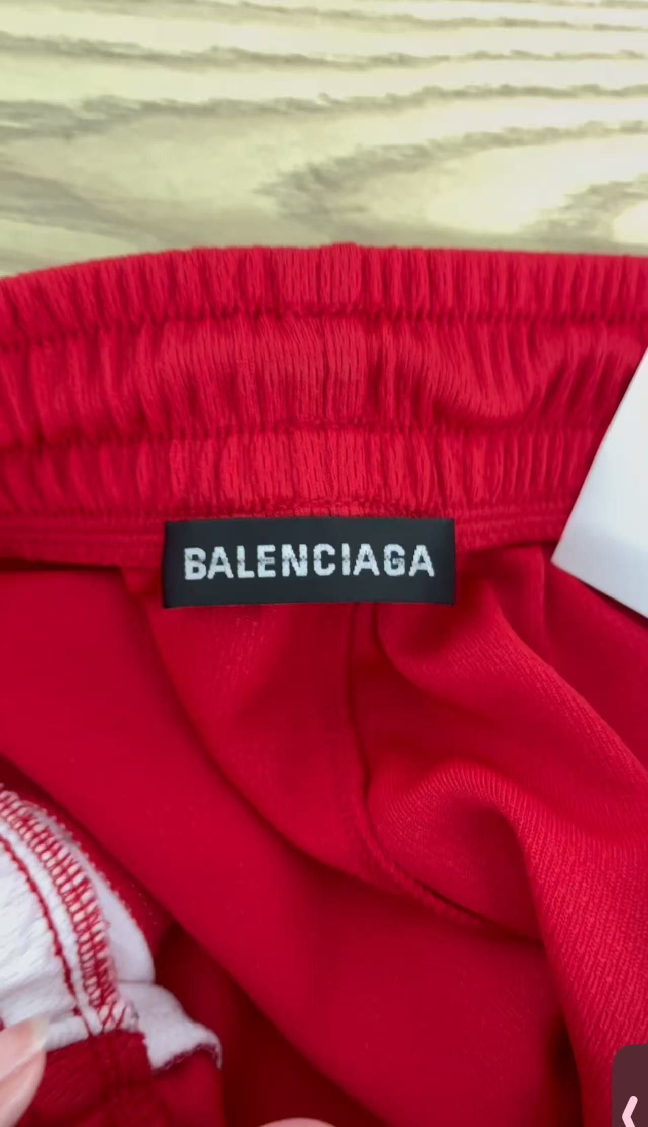 Balenciaga Red Balenciaga Logo Embroidered Football Shorts Size US 30 / EU 46 - 7 Thumbnail