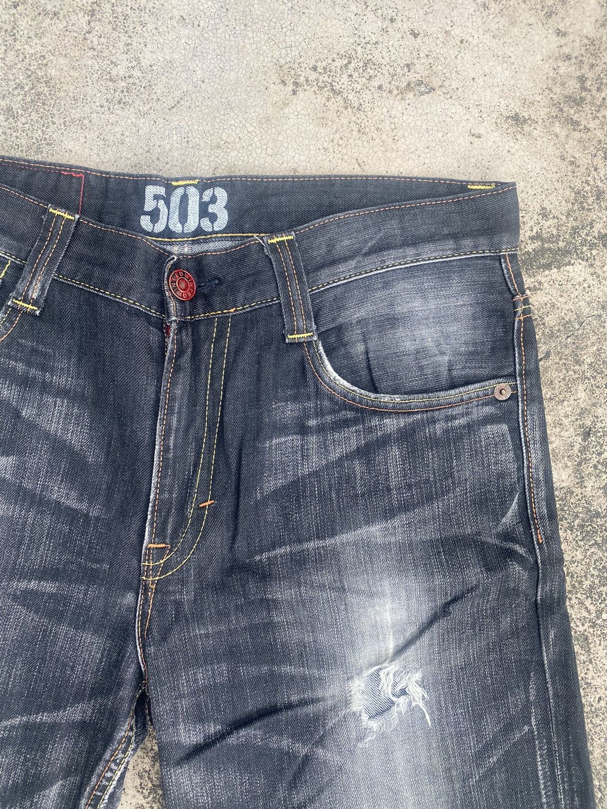Edwin × Vintage Flare Jeans Vintage y2k Edwin Distress Clawmark Bootcut Size US 35 - 9 Thumbnail