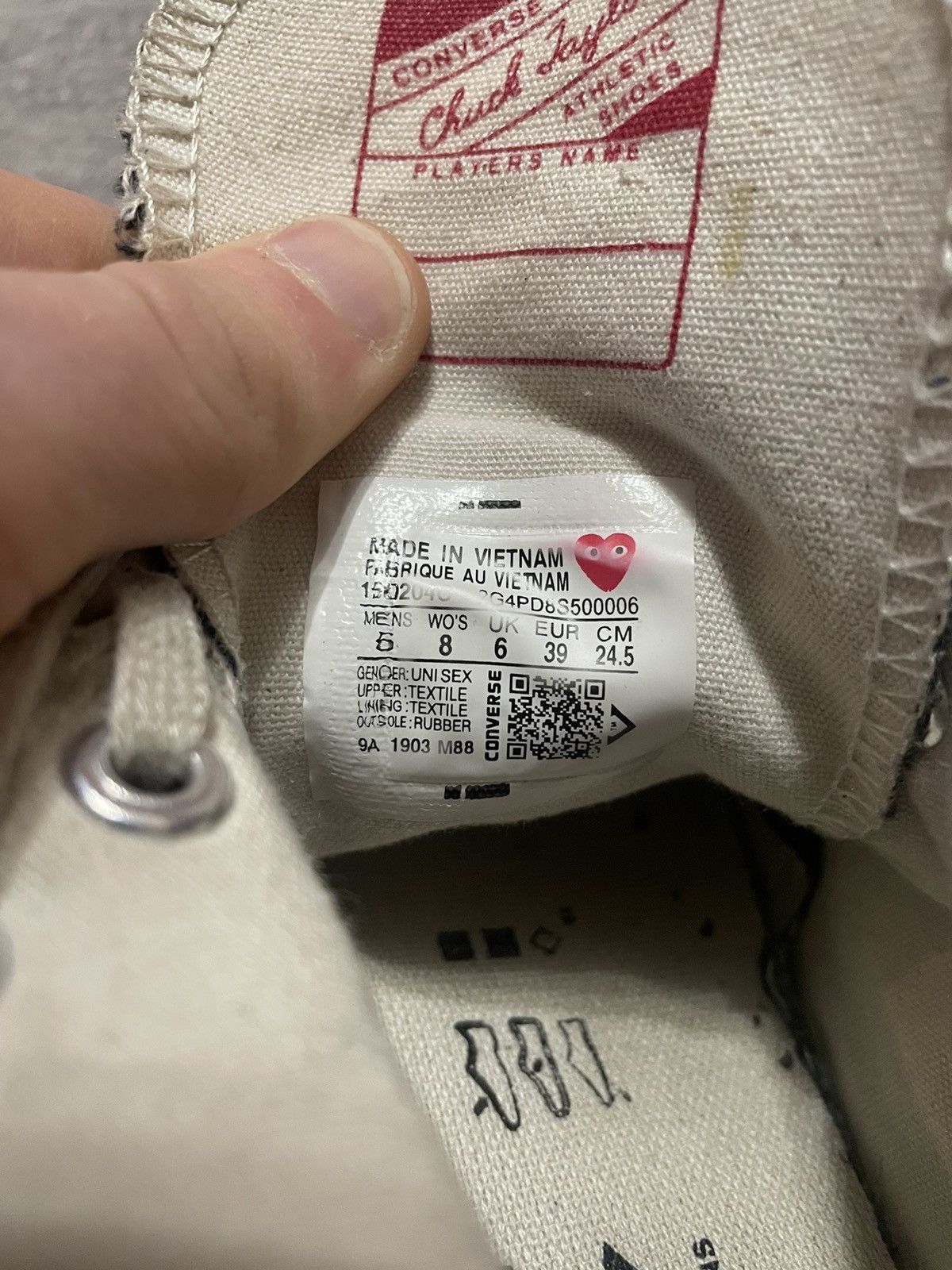 Comme des Garcons × Converse × Vintage Comme Des Garcons CDG PLAY X Converse Chuck Taylor High 39 Size US 6 / EU 39 - 23 Thumbnail