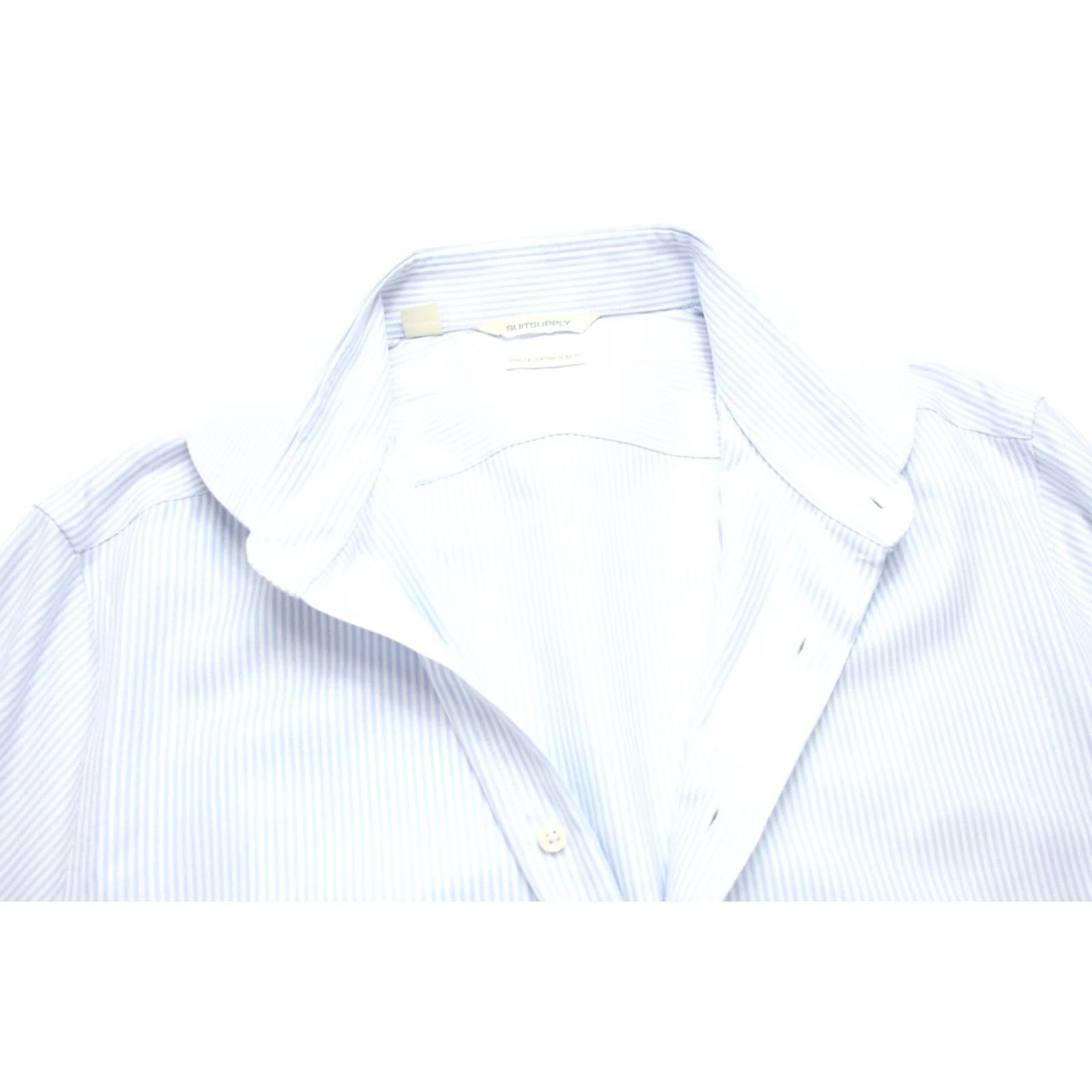 Suitsupply Suitsupply Try On Extra Slim Fit Formal Shirt Men's 42/16 1/2 Striped Cutaway Shirt Men Blue 42/16 1/2 Slim Fit Dress Shirt Button-Up Long Sleeve Size 42R - 4 Thumbnail