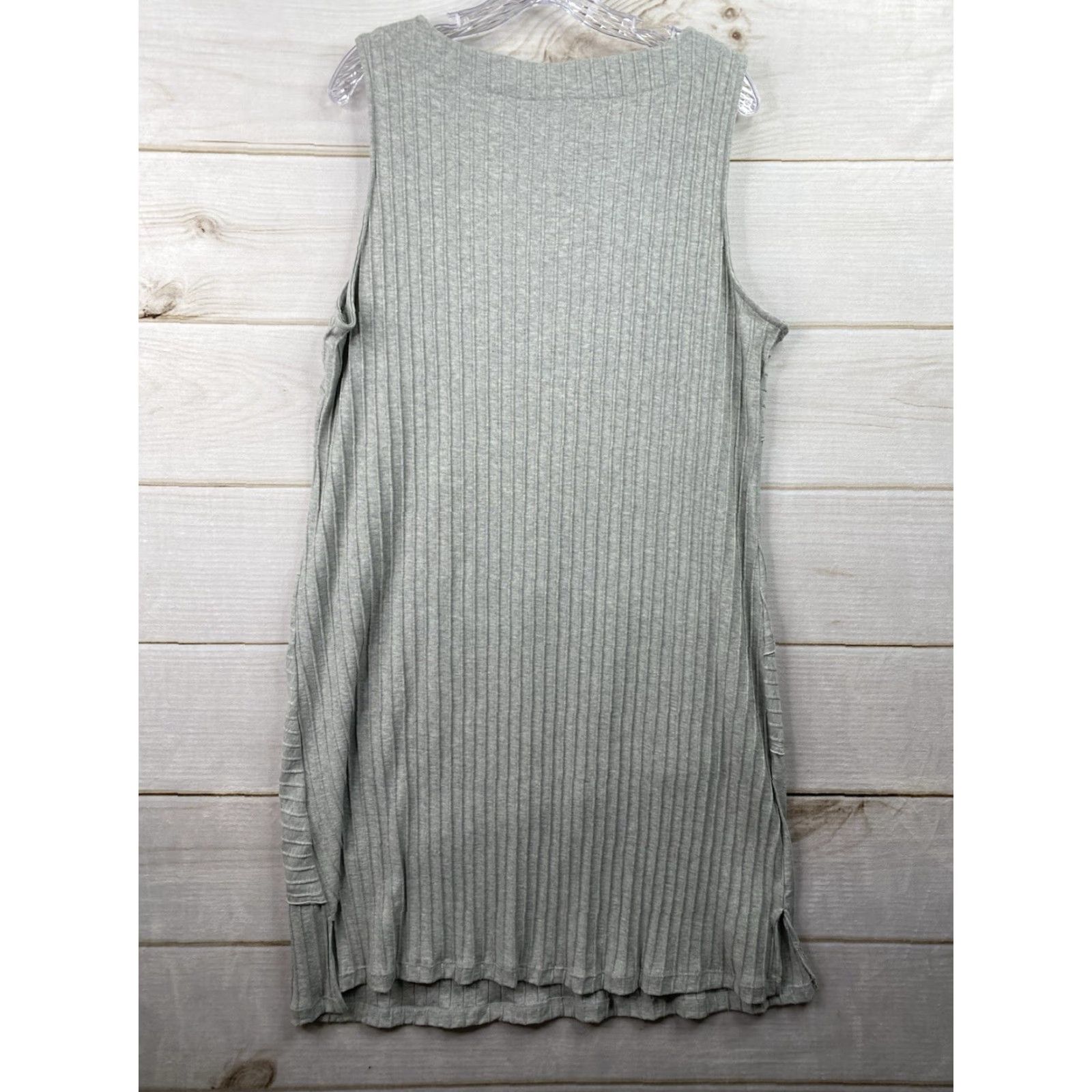 Soft Surroundings Soft Surroundings Dress Women L Gray Ribbed Ruffle Sleeveless Beach Lagenlook Shirt Dress Casual Bohemian Short Dress Womens Size L Gray Size L / US 10 / IT 46 - 7 Thumbnail
