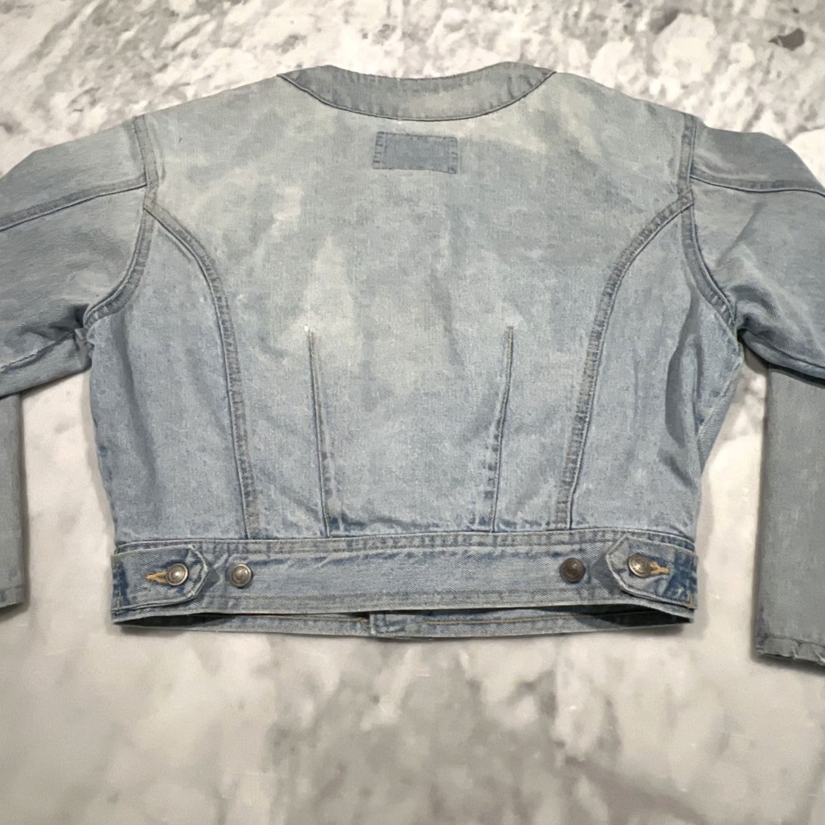 Denime VINTAGE Camel Road Denim Jacket Women’s M Short Trucker Faded Japanese Thrashed Biker 90s Pockets Size 32" / US 10 / IT 46 - 7 Thumbnail