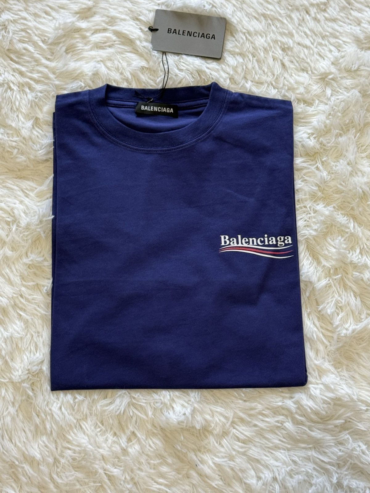 Balenciaga Balenciaga deep blue t shirt Size US XXS / EU 40 - 1 Thumbnail
