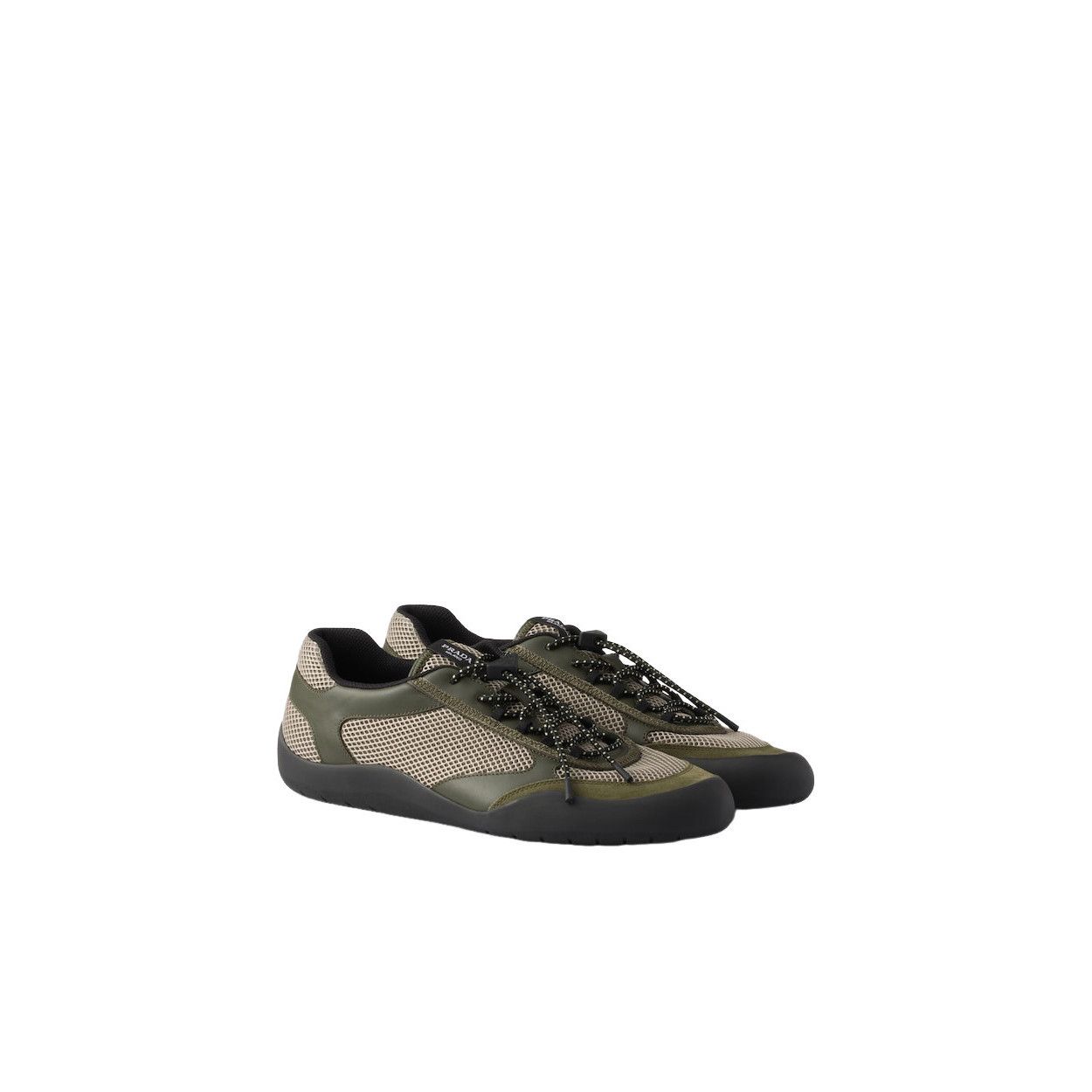 PRADA Speedrock $1120 Military Green Leather/Mesh Sneakers N