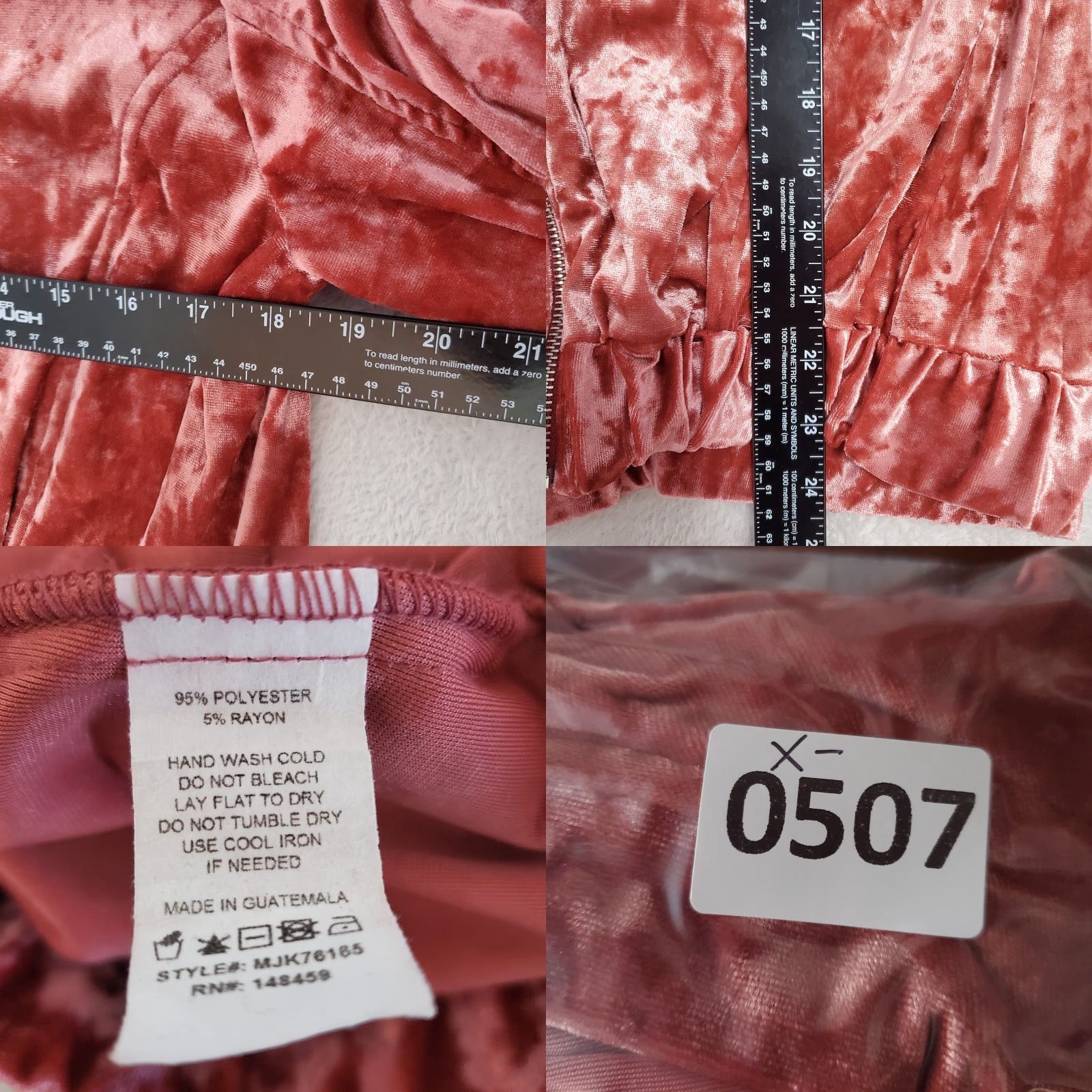 Velvet MaroNie Velvet Bomber Jacket Womens M Mauve Full Zip Ruched Back Elastic Waist & Cuffs Size M / US 6-8 / IT 42-44 - 8 Thumbnail