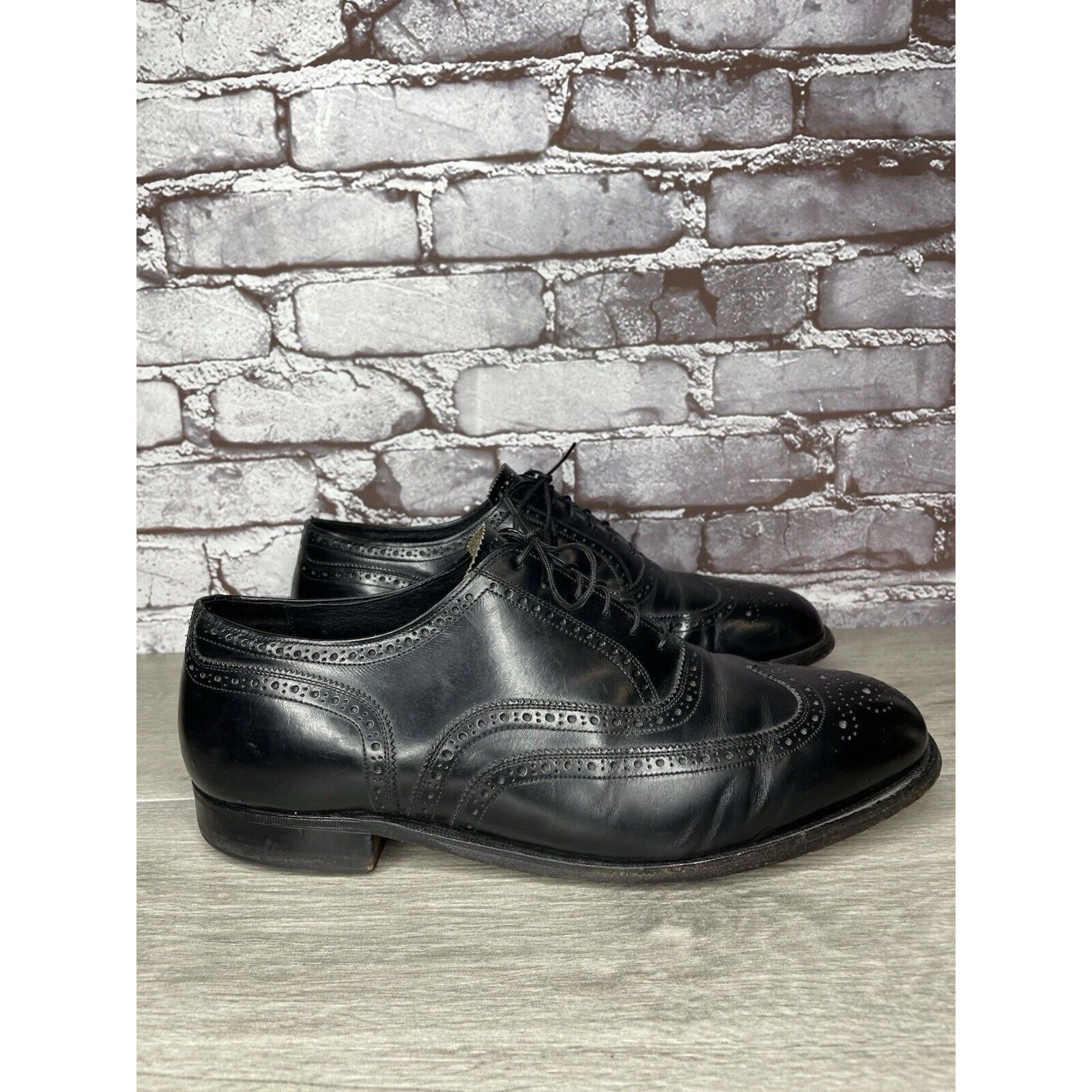 Other French Shriner Sterling Black Leather Wingtip Oxfords Shoes Size US 10.5 / EU 43-44 - 23 Thumbnail