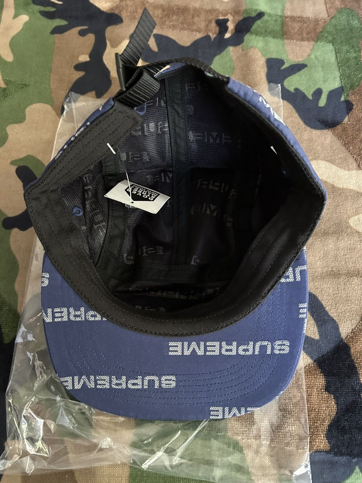 Supreme Supreme Reflective Jacquard Camp Cap Navy FW24 Size ONE SIZE - 9 Thumbnail