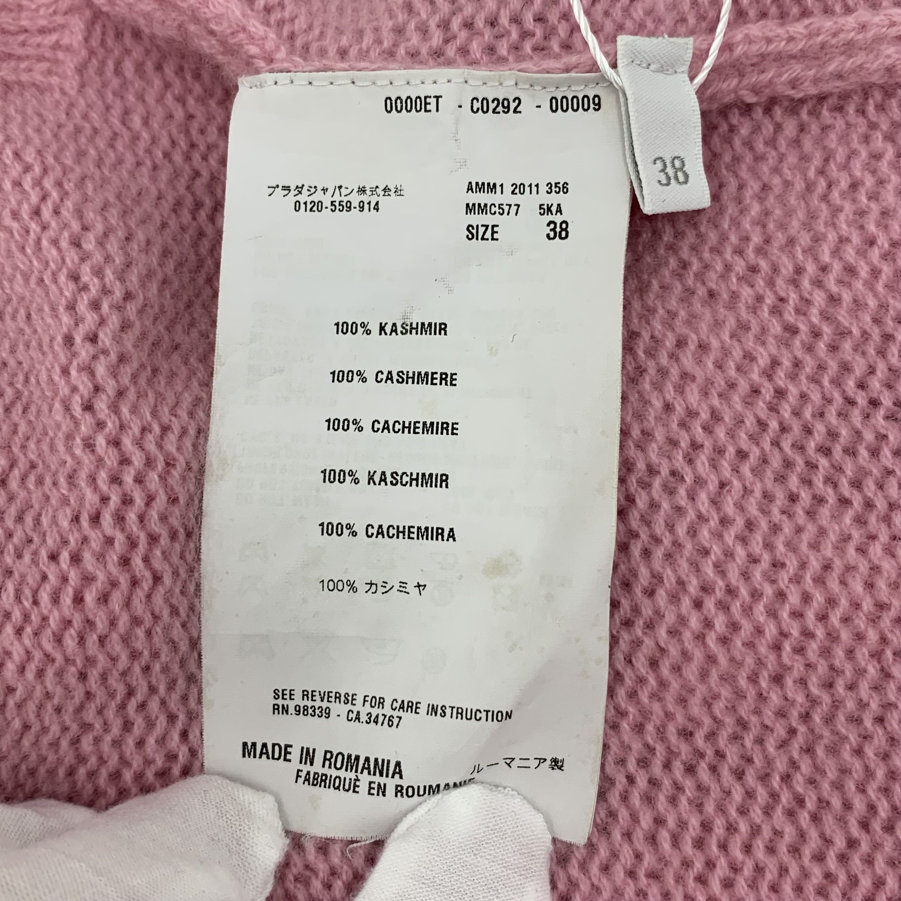 Miu Miu MiuMiu Pink Cashmere V-Neck Buttoned Cardigan (Size S) Size S / US 4 / IT 40 - 4 Thumbnail