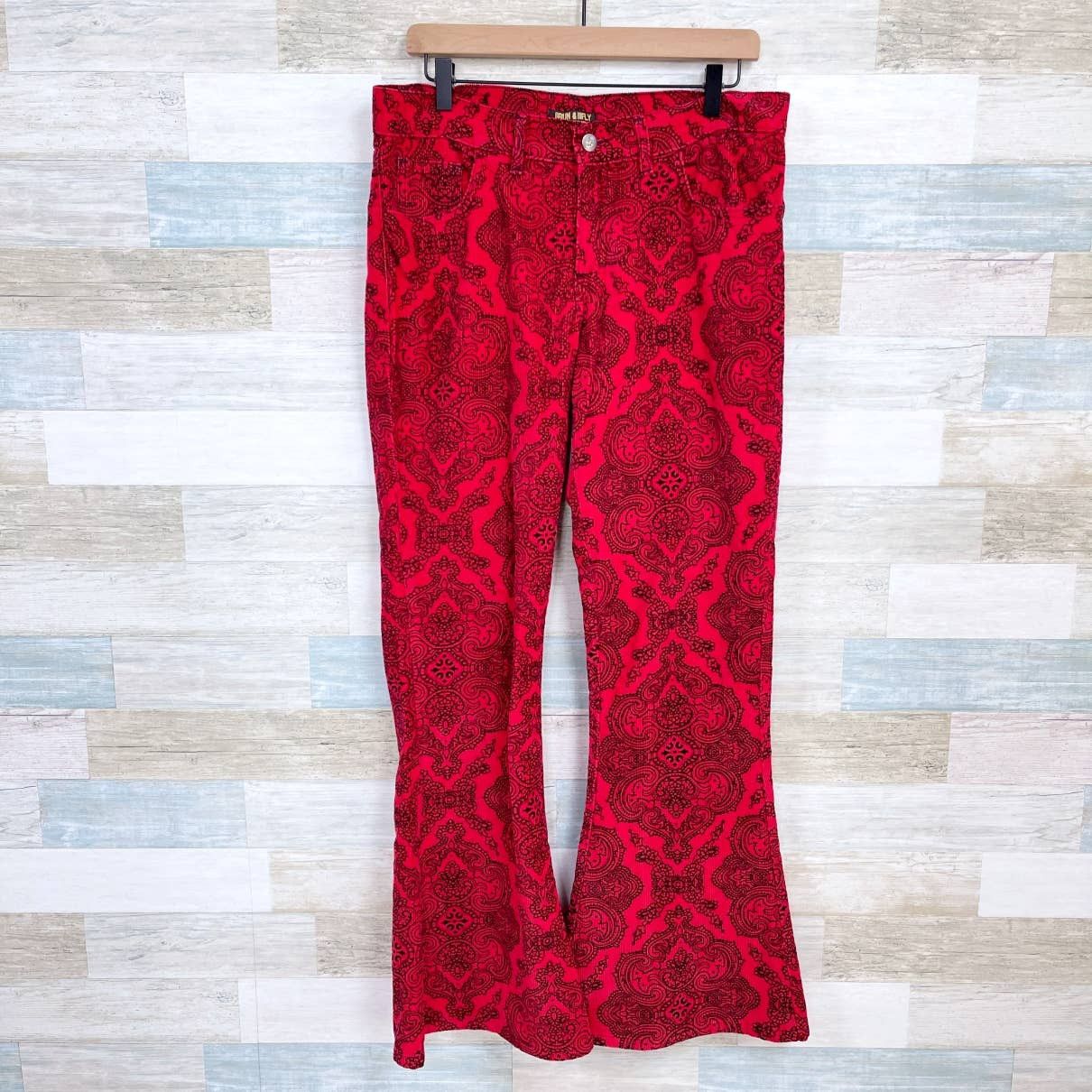 Run Fly Heren Hendrix Corduroy 70s Flare Broek Rood main image 0
