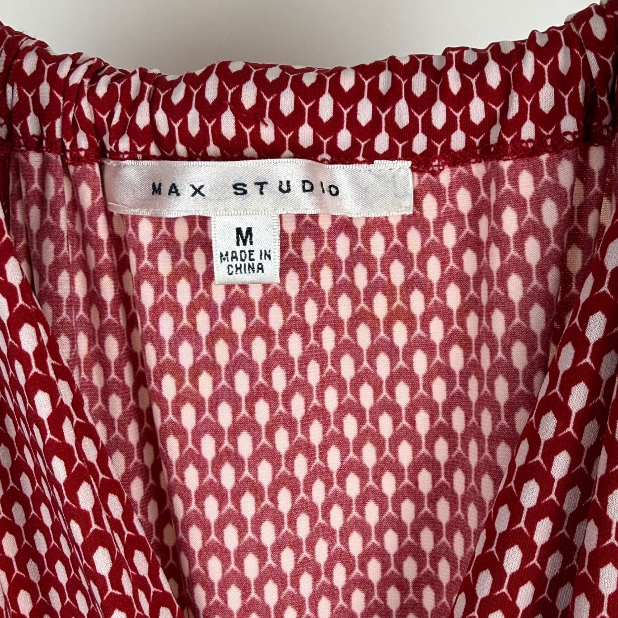 Other Max Studio Women's Sleeveless Summer Dress Red V-Neck Geomet Size M / US 6-8 / IT 42-44 - 2 Thumbnail