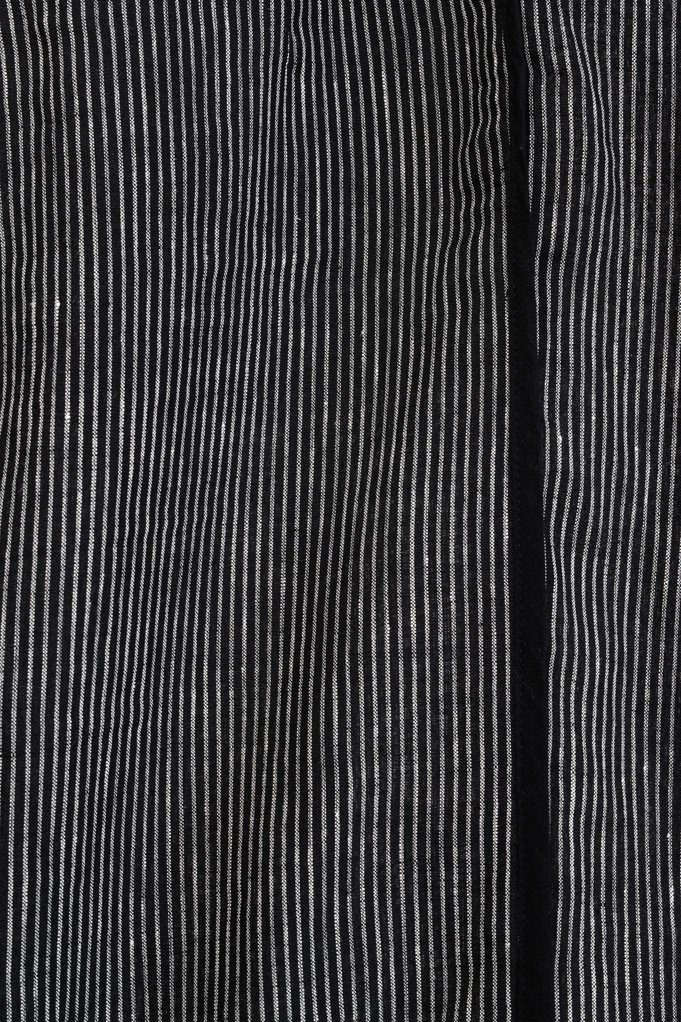 Annette Gortz Annette Gortz Solo Black Pinstripe-Linen Wide-Leg Pants Size 35" - 6 Thumbnail