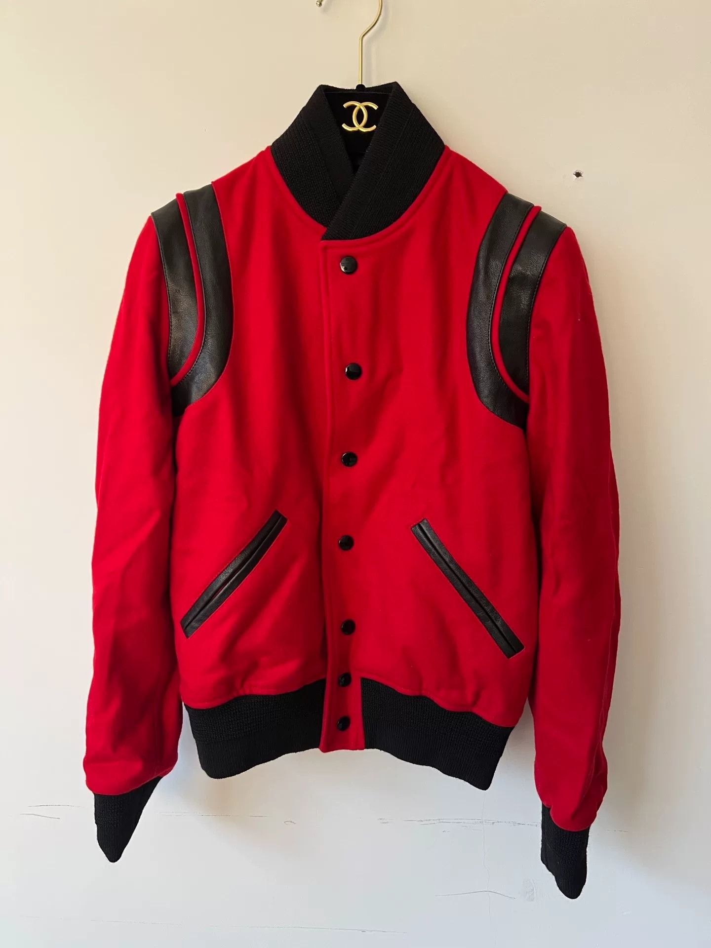 Saint Laurent Paris Saint Laurent Red Wool Teddy Jacket Size S / US 4 / IT 40 - 1 Thumbnail