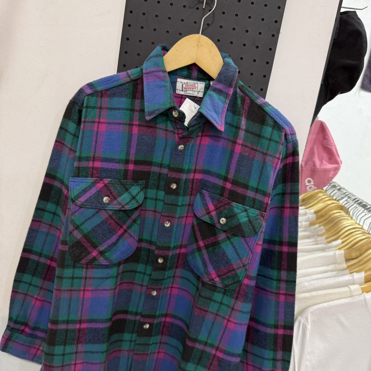 Vintage Private Property flannel checkered plaid shirt Size US XL / EU 56 / 4 - 2 Thumbnail
