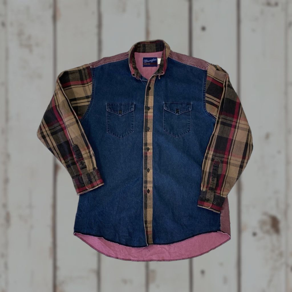 Wrangler VINTAGE Wrangler Western Shirt Mens XL Plaid Heavy Denim Rodeo Work Size US XL / EU 56 / 4 - 1 Thumbnail