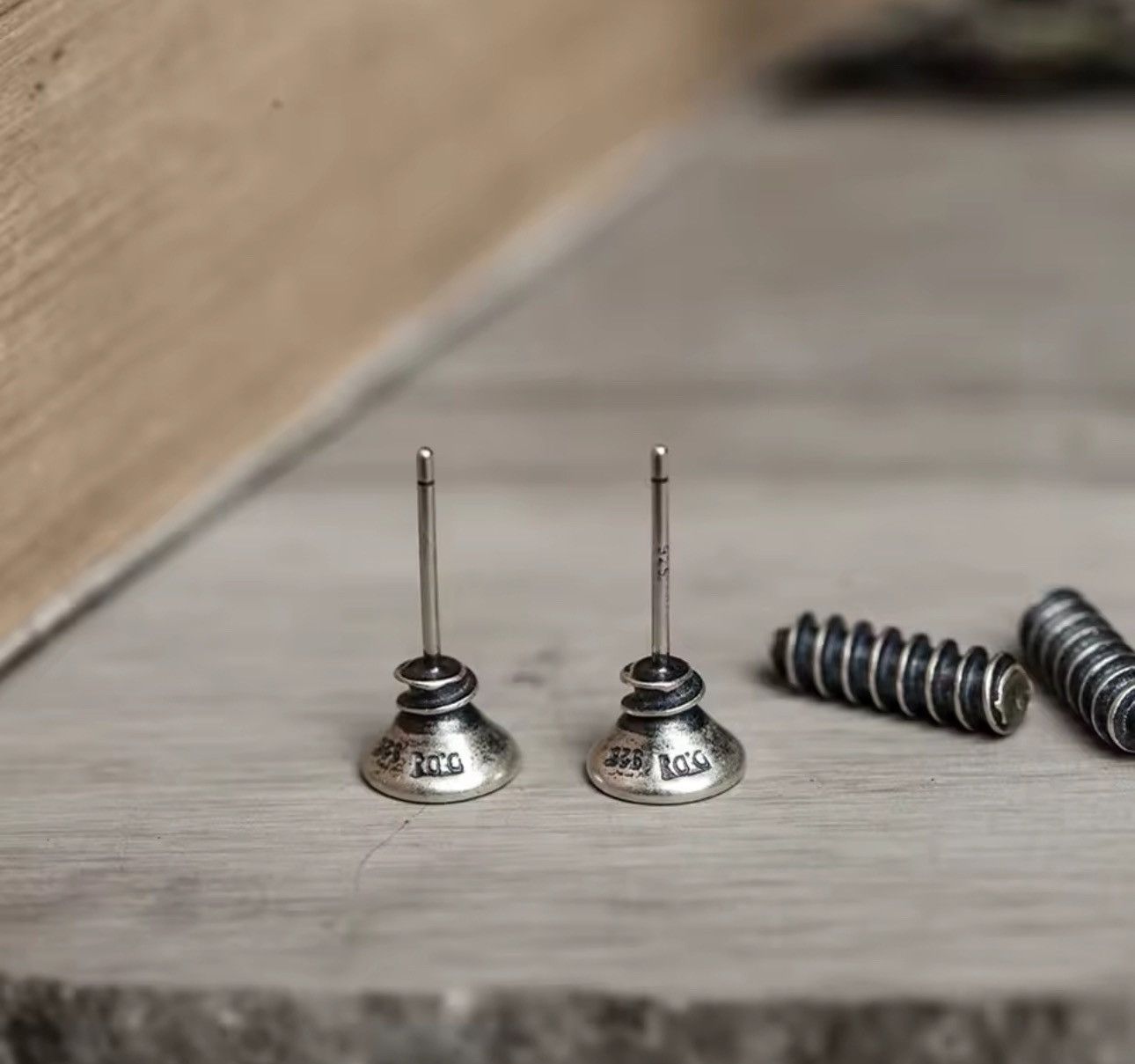 Sterling Silver 925 Sterling Silver Punk Hiphop Style Screw Stud Earrings Size ONE SIZE - 5 Thumbnail