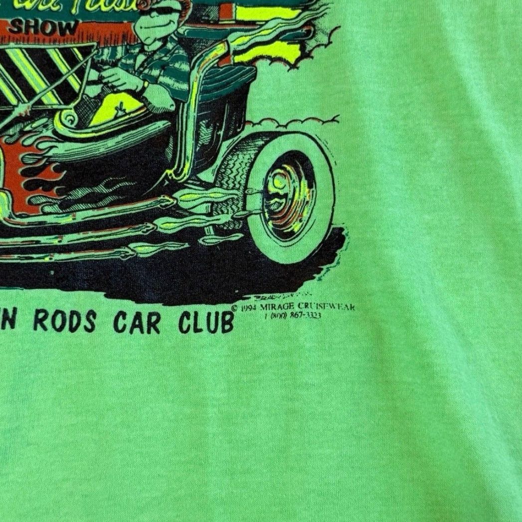 Fruit Of The Loom VINTAGE 1994 Hot Rod Car Show T-Shirt XL Short Sleeve Green Fruit of the Loom Men 90s Cars Shirt Size US XL / EU 56 / 4 - 4 Thumbnail
