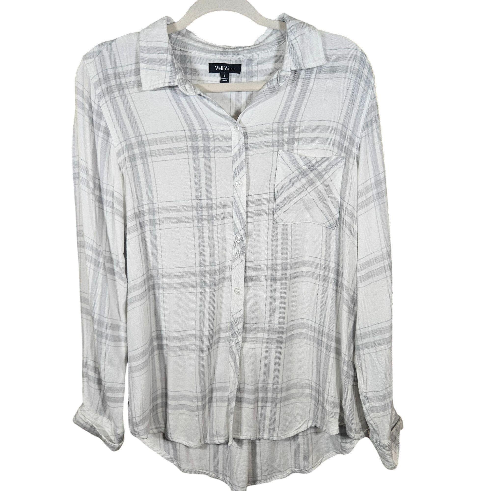 Other Well Worn Women Gray Plaid Super Soft Top S Clean Girl Fall Size S / US 4 / IT 40 - 3 Thumbnail