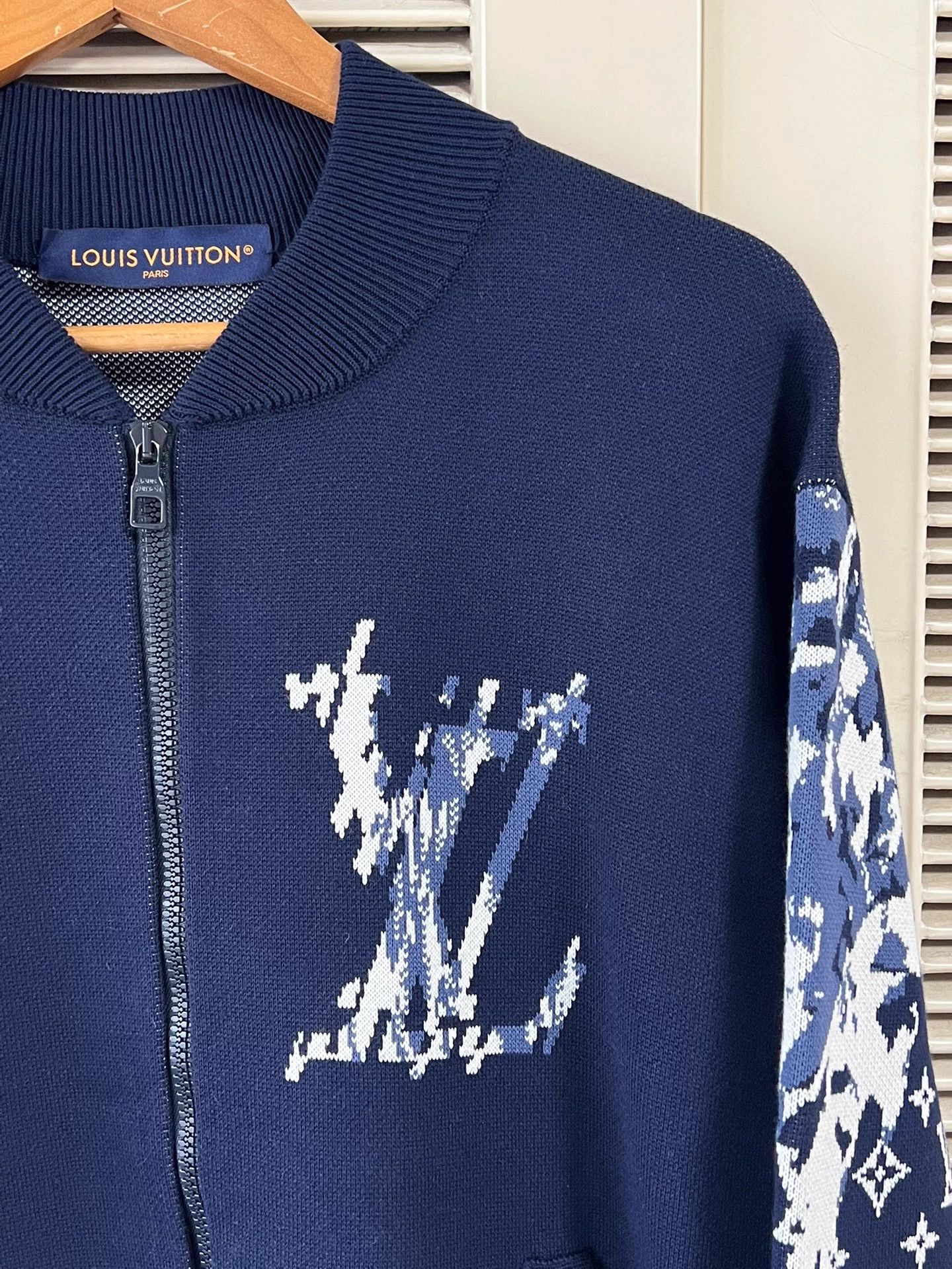 Louis Vuitton LV Knit Zipper Jacket Navy Blue Allover Monogram S Size US S / EU 44-46 / 1 - 4 Thumbnail