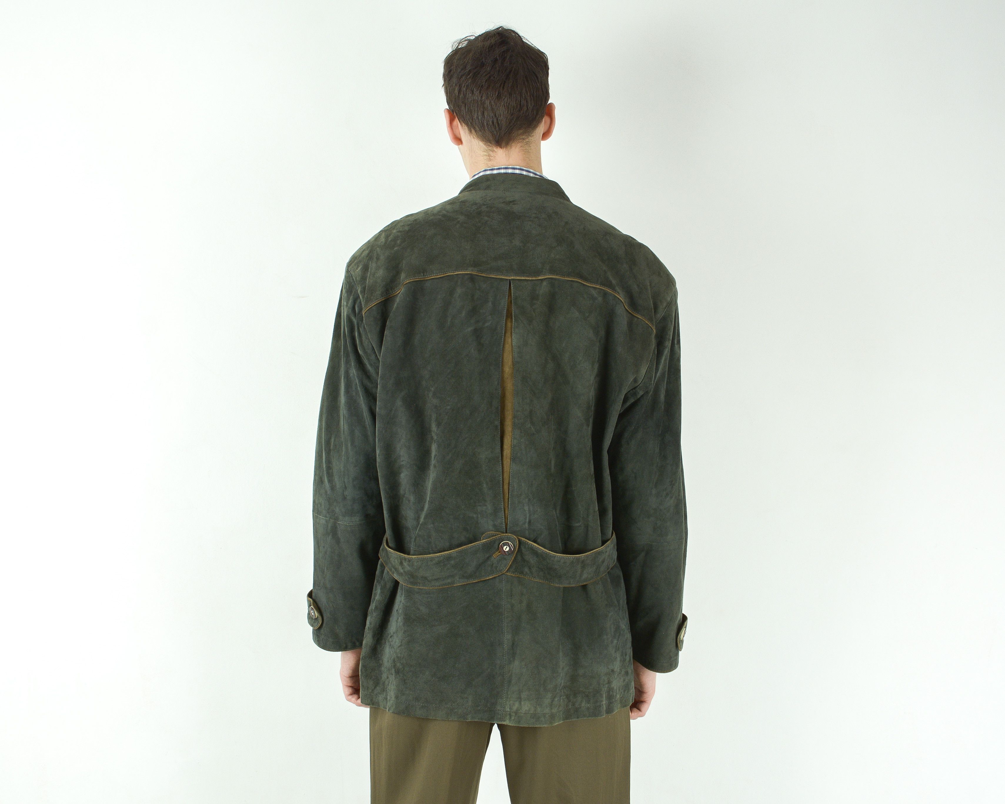 Leather MACHIAVELLI Trachten Men Suede Leather Blazer Jacket Coat 52 Size 42R - 5 Thumbnail