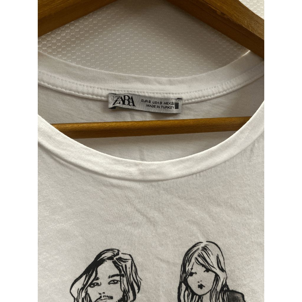 Zara Zara Womens Pullover Crew neck Graphic Basic Tshirt White 10 Size S / US 4 / IT 40 - 4 Thumbnail